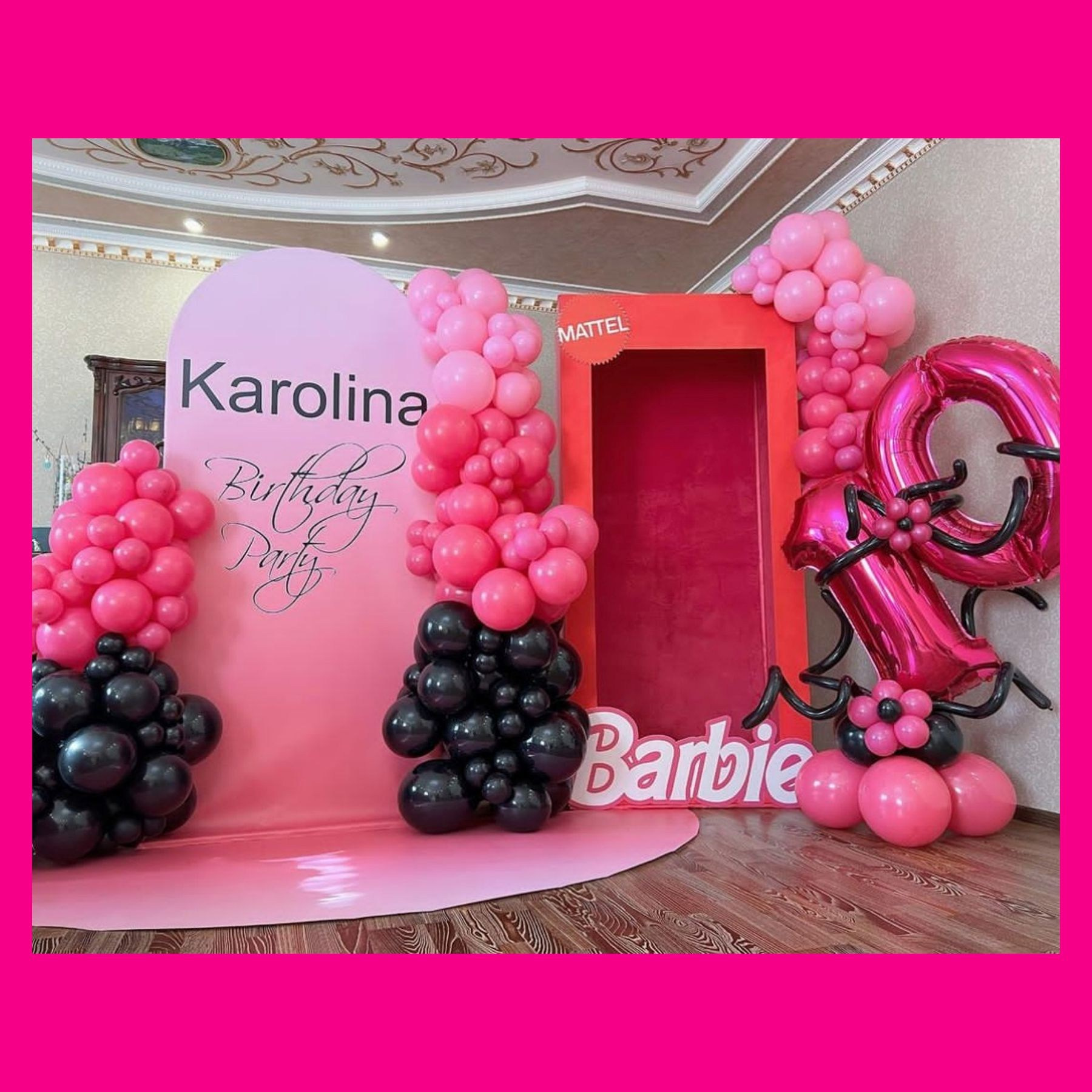 Фотозона коробка Барби. Студия праздничного декора