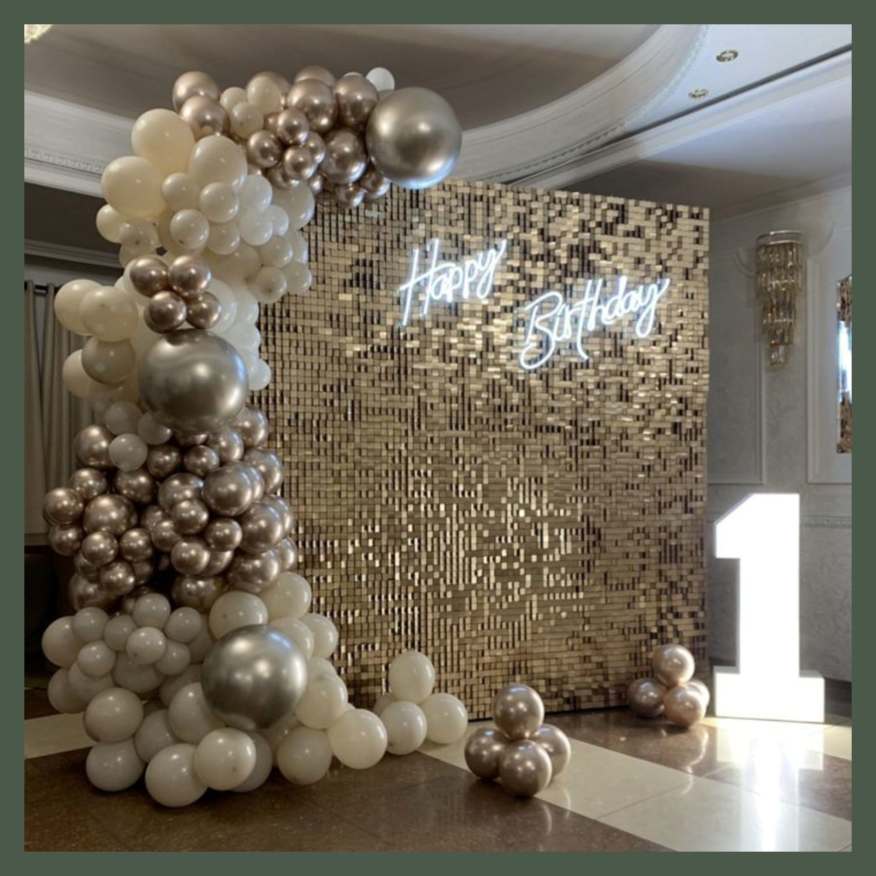 Фотозона из пайеток. Студия праздничного декора