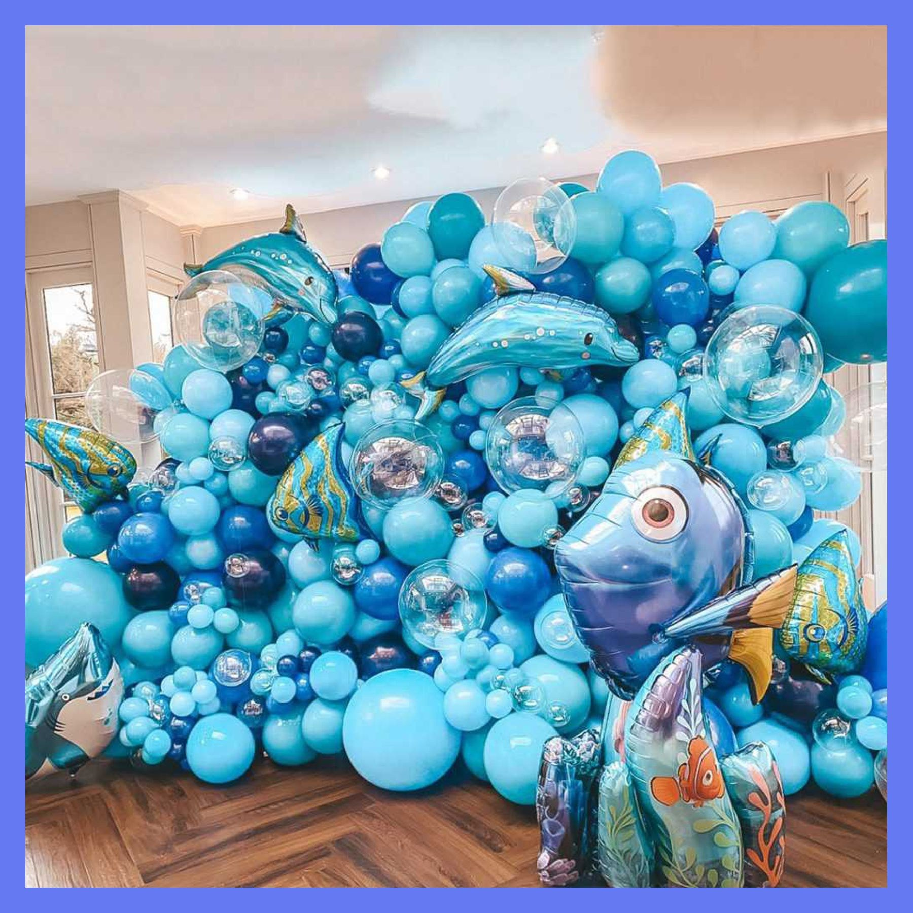 Стена-панно из разнокалиберных воздушных шаров. Студия праздничного декора