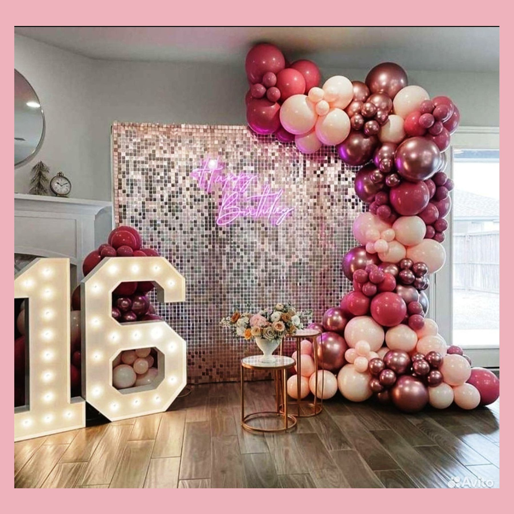 Фотозона из пайеток. Студия праздничного декора