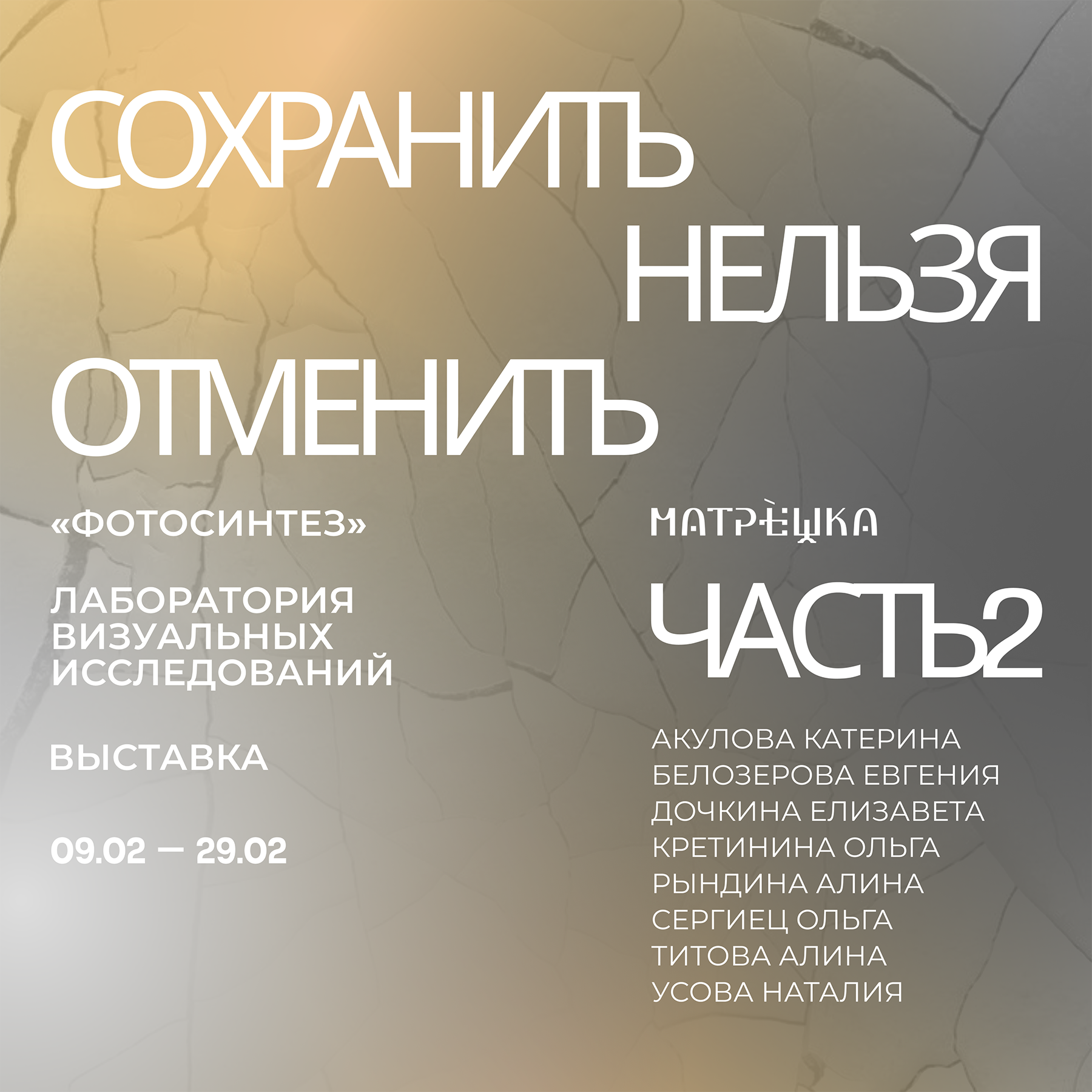 Сохранить Нельзя Отменить. «ФотоСинтез»