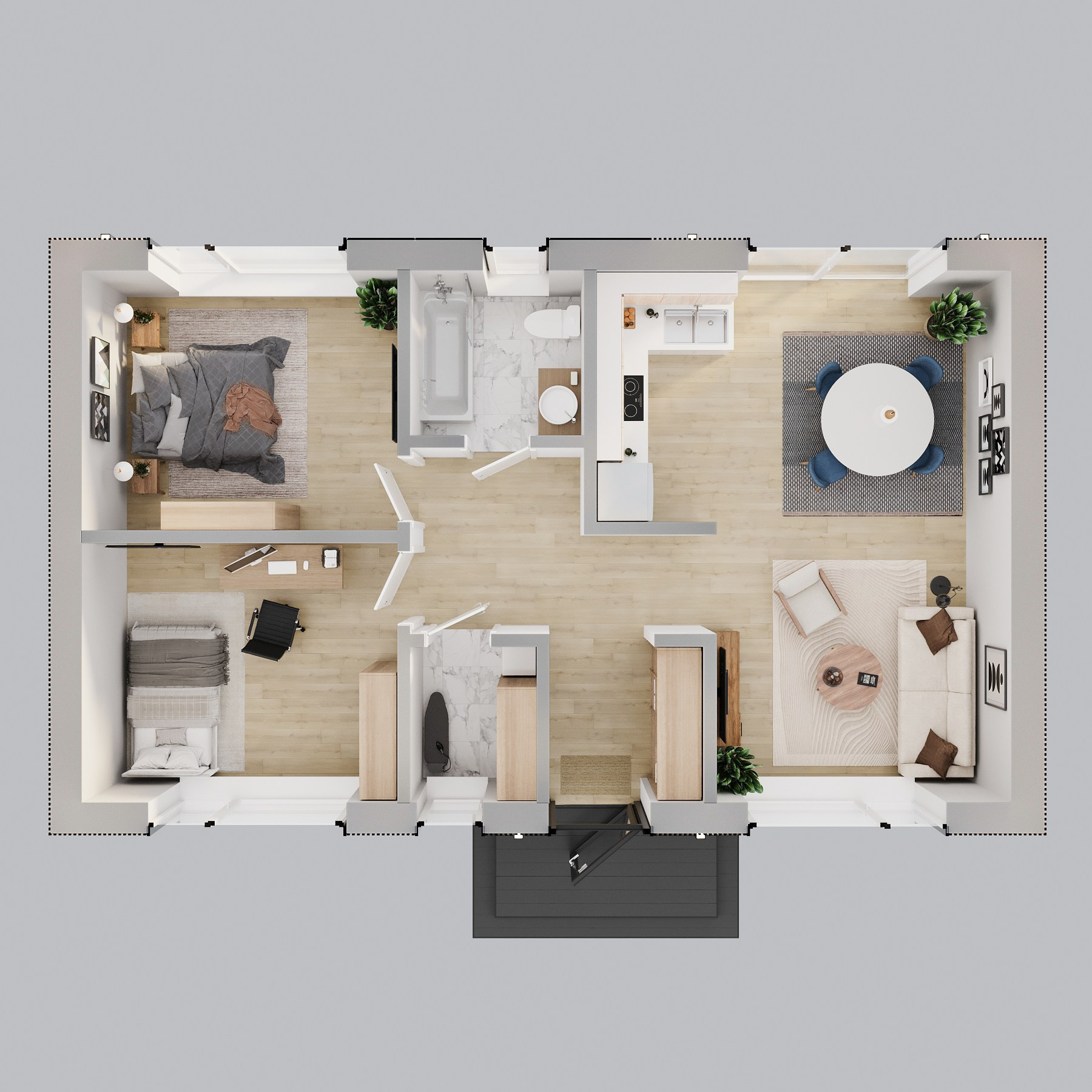 Планировка домокомплекта БыстроДом 75