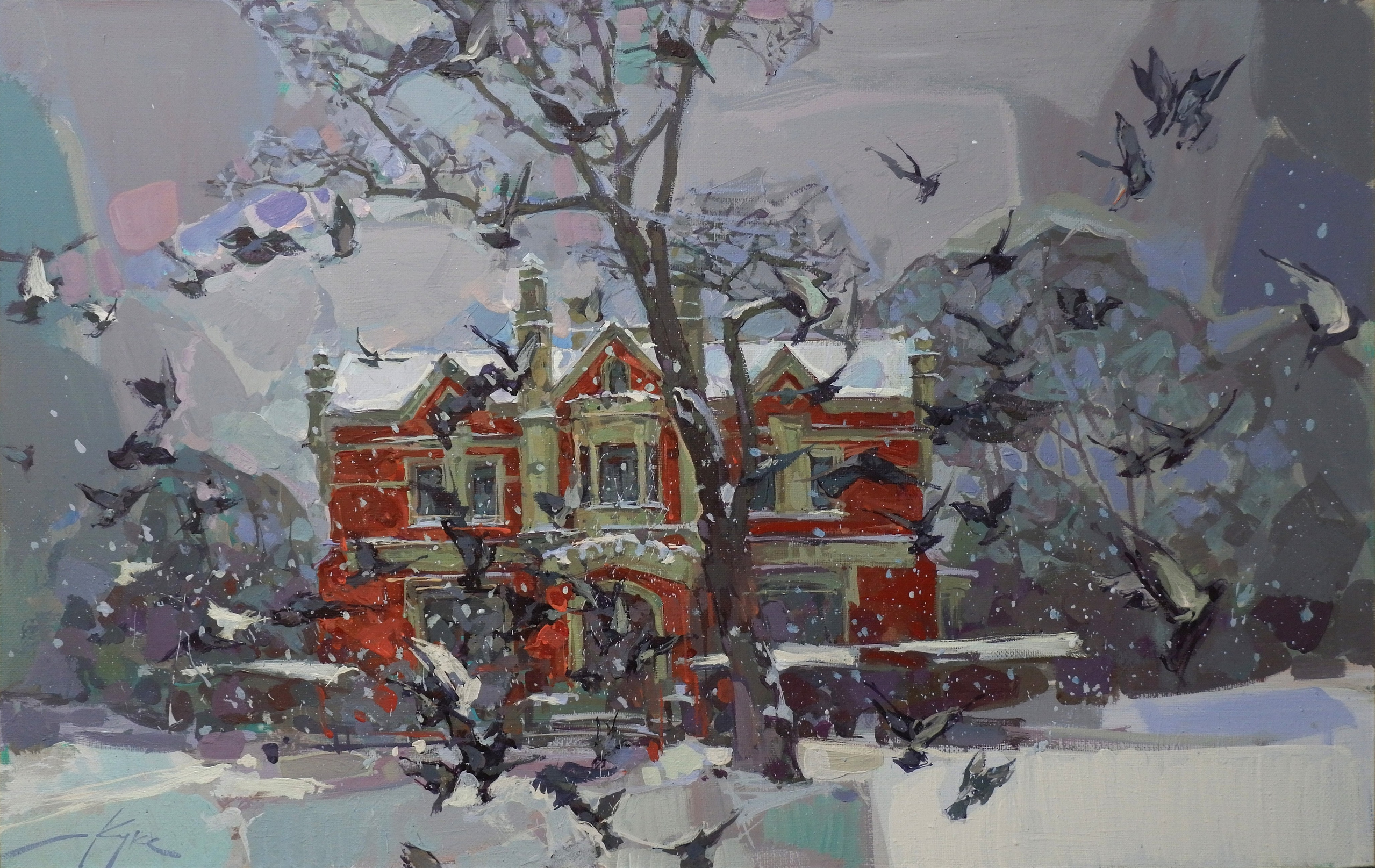 Снегопад. Художник Денис Куксов