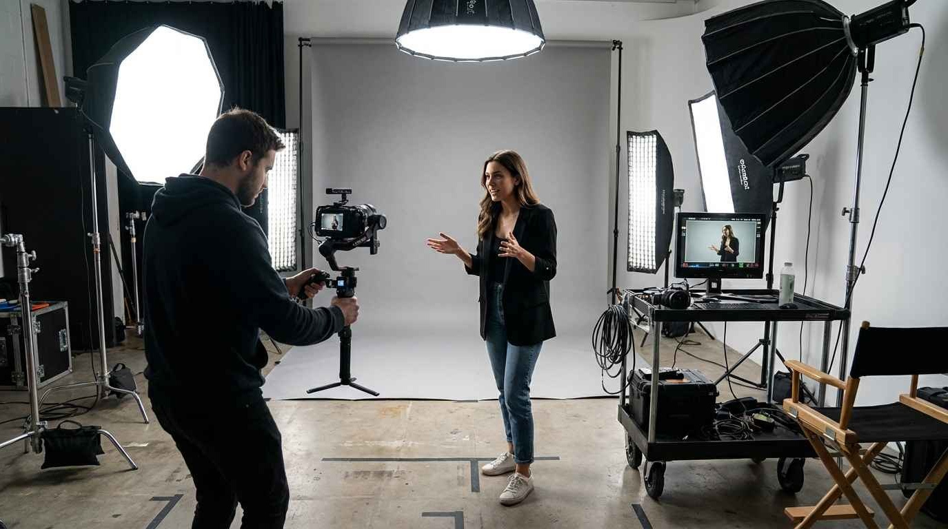 Запись видеовизитки модели для агентства в профессиональной студии