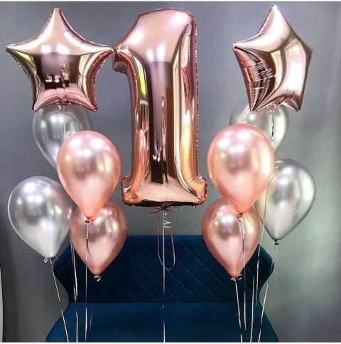 Шары с цифрами розовое золото. Студия праздничного декора