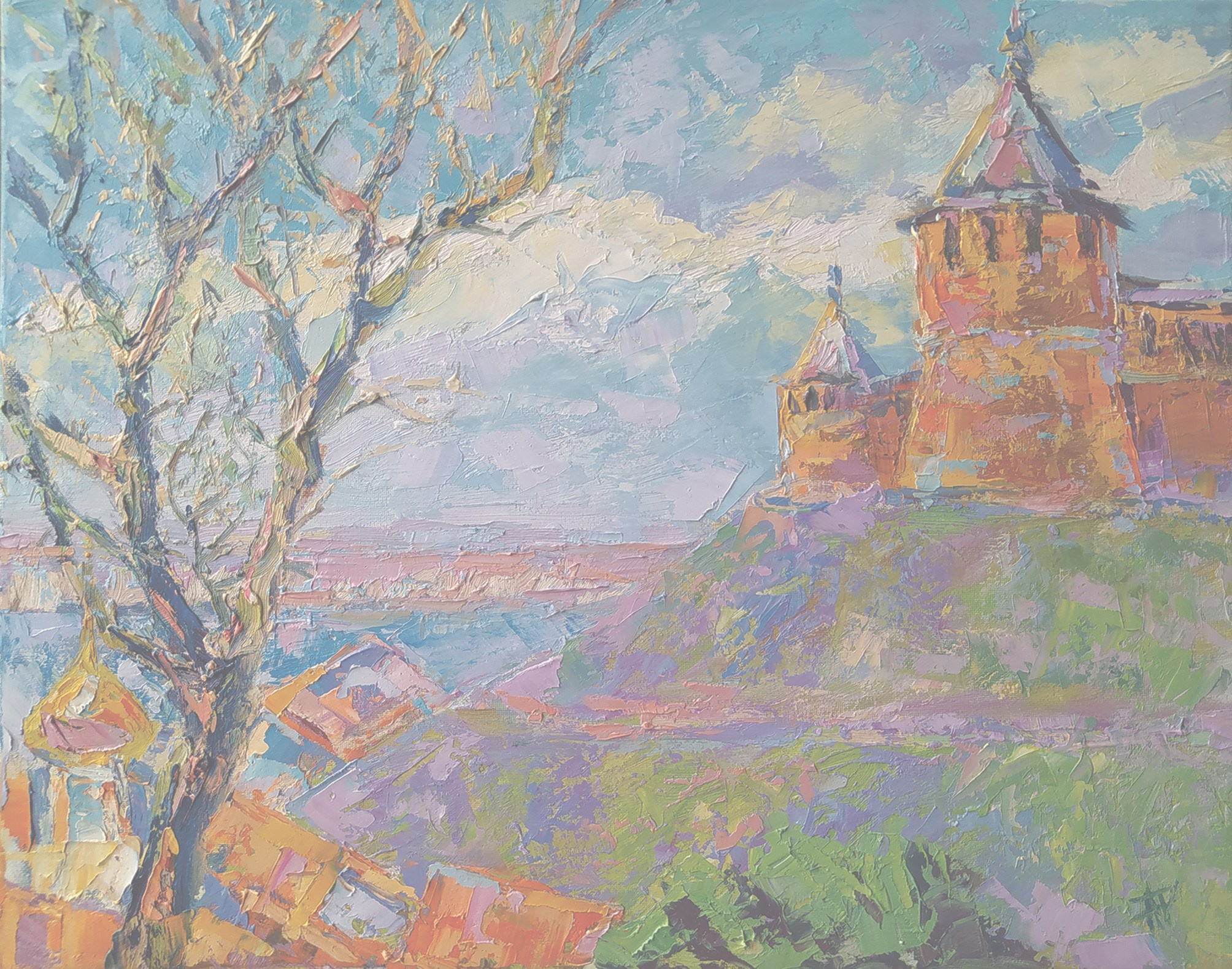 картины, живопись, масло, акрил, интерьерные картины, город, пейзаж, кремль