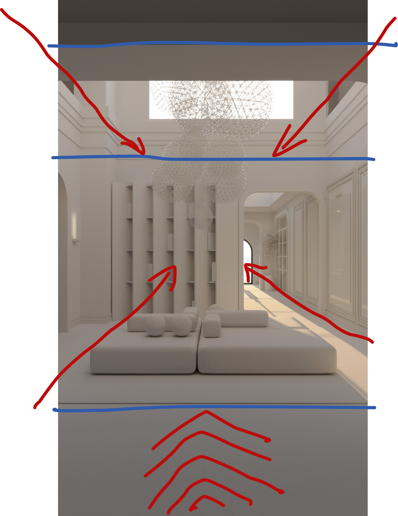 Разбор интерьерного кадра. Рендер на проекте.ру