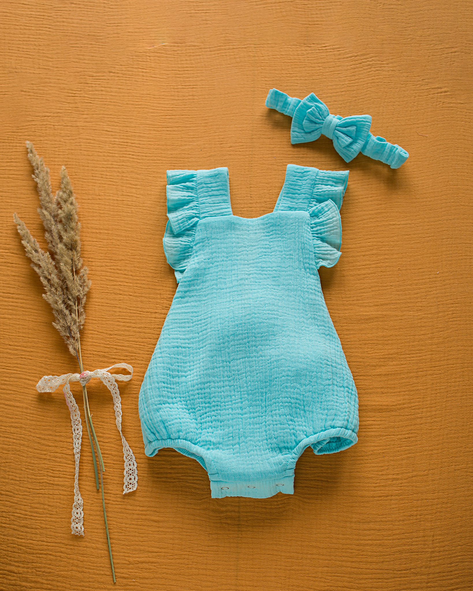 N-068 Ромпер тиффани 74. Эко-одежда для детей