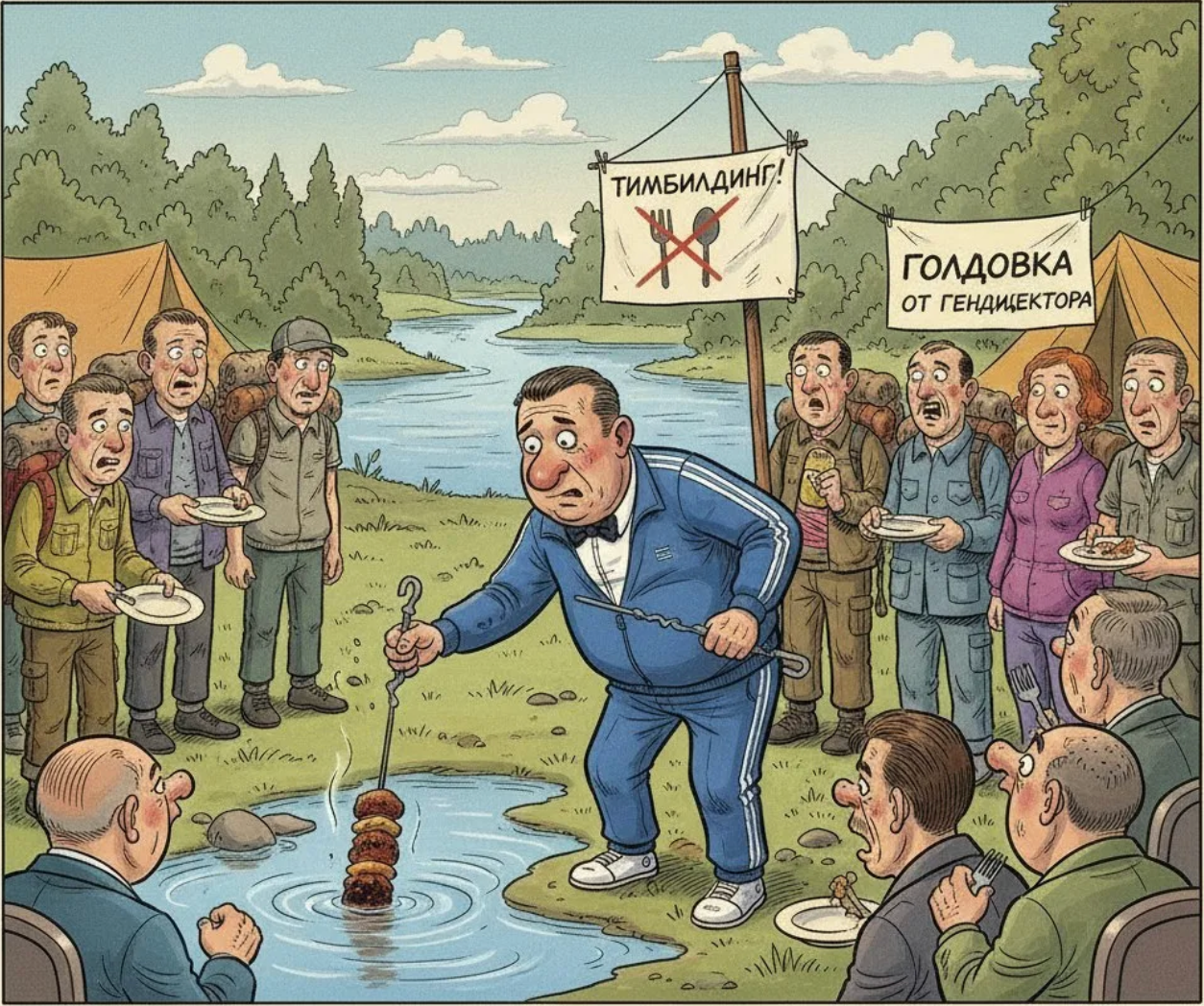 Тимбилдинг на природе: когда гендиректор уронил шашлык в реку и объявил голодовку