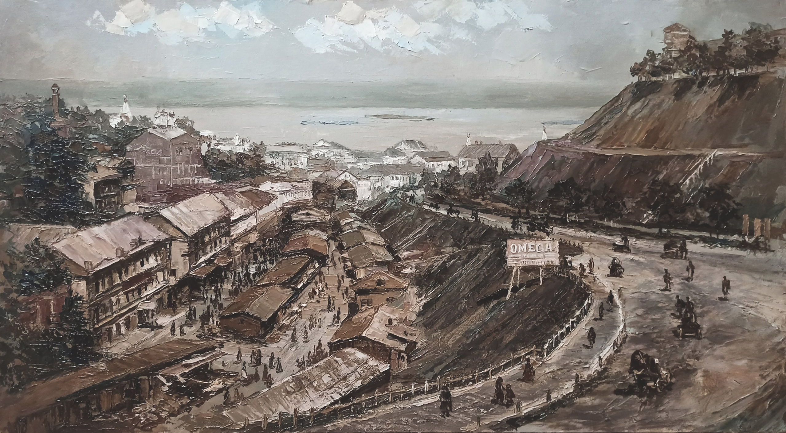 картины, интерьерные картины, картины маслом, масло, природа, живопись, Нижний Новгород, город, картина с Нижнем Новгородом, виды Нижнего, церковь, картина с церковью, усадьба, старина, ретро стиль, прогулка по Нижнему, осень, осенняя картина, Старый Нижний, нижегородские виды, панорама, старый город, монастырь, купить картину, картина в подарок, балчуг