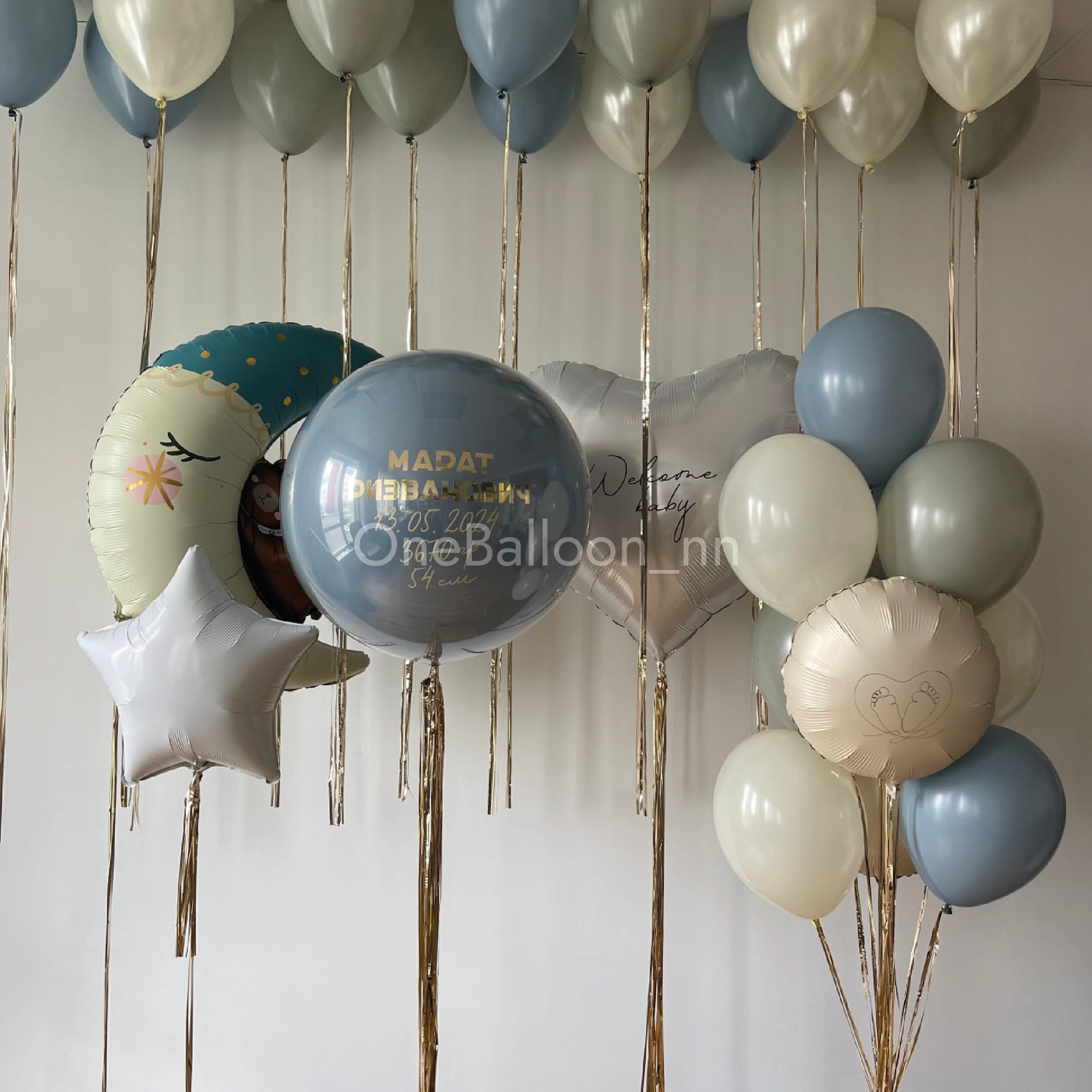 Шарики шары на выписку из роддома для мальчиков. One Balloon Воздушные и гелиевые шары Фотозоны Нижний Новгород