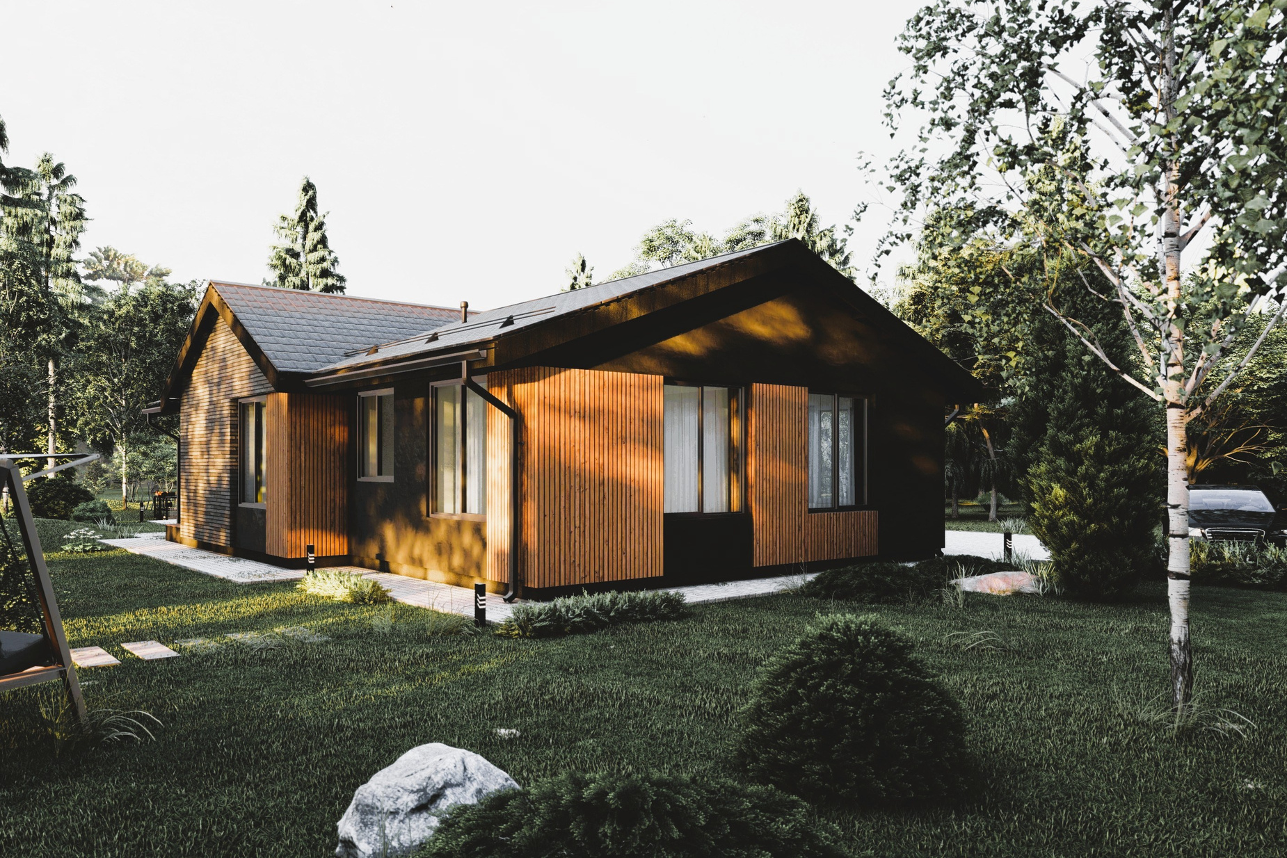 Проект дома 120 м2 с сауной и террасой | Архитектор-ГАП Елена Панова. РАЦИОНАЛЬНЫЕ ДОМА 150-350 м2 В МОСКВЕ И МО