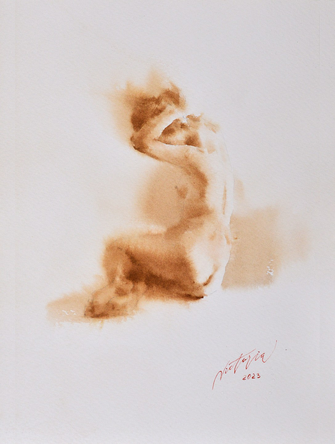 Акварельные работы в монохроме, эротика в акварели