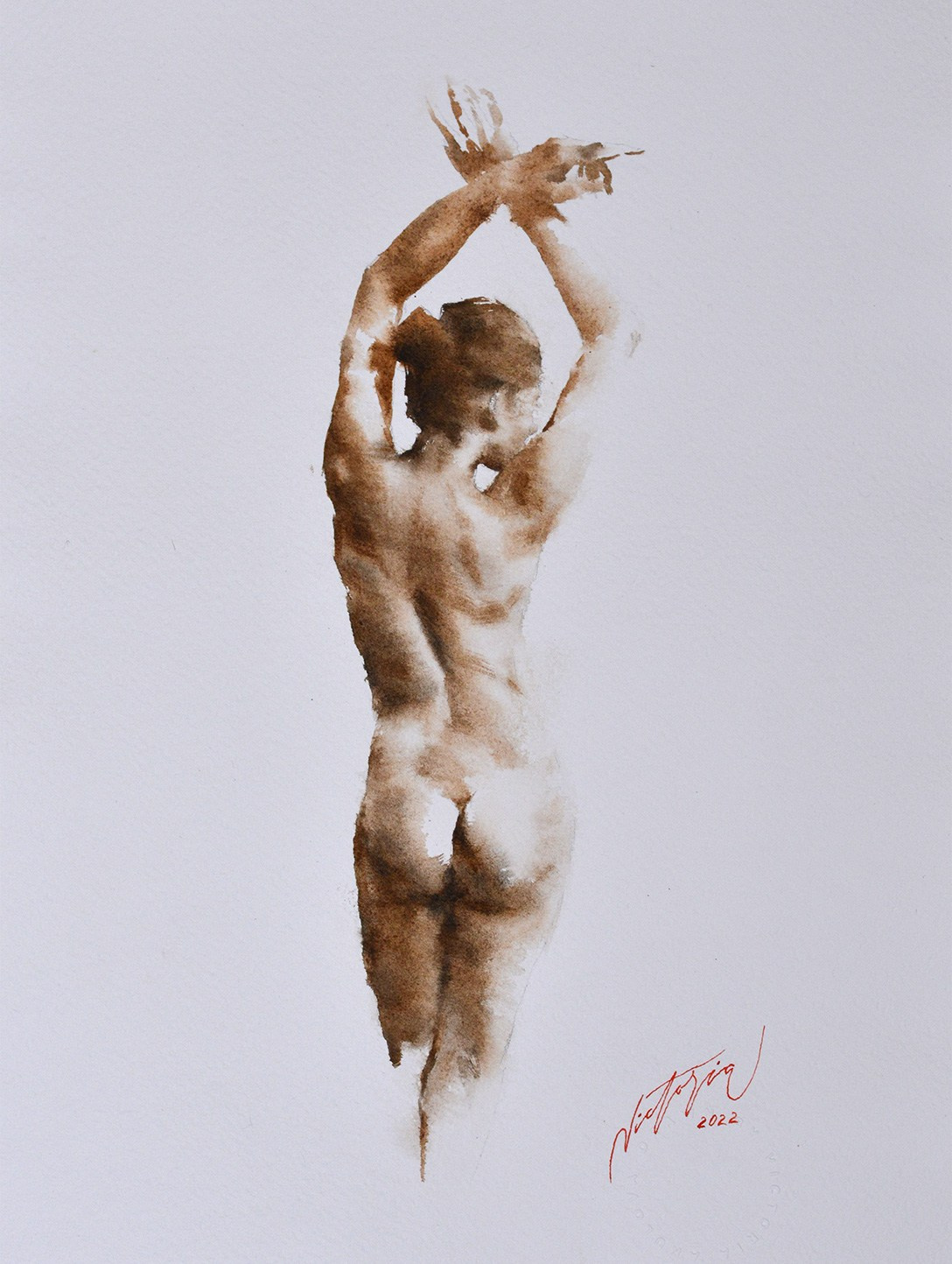 Акварельные работы в монохроме, эротика в акварели