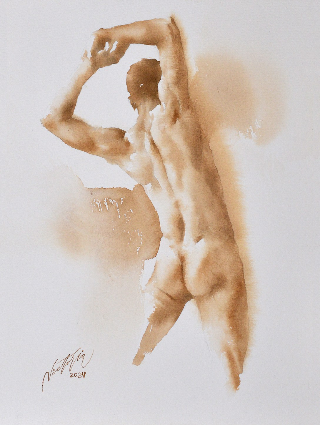 Акварельные работы в монохроме, эротика в акварели