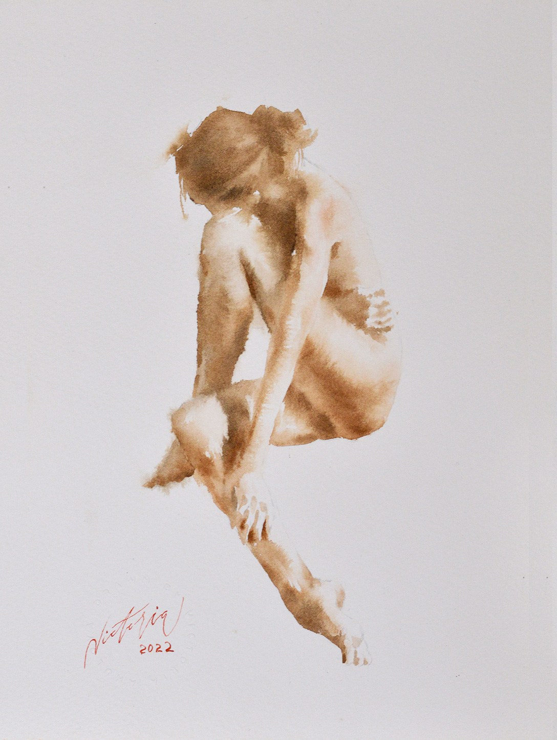 Акварельные работы в монохроме, эротика в акварели