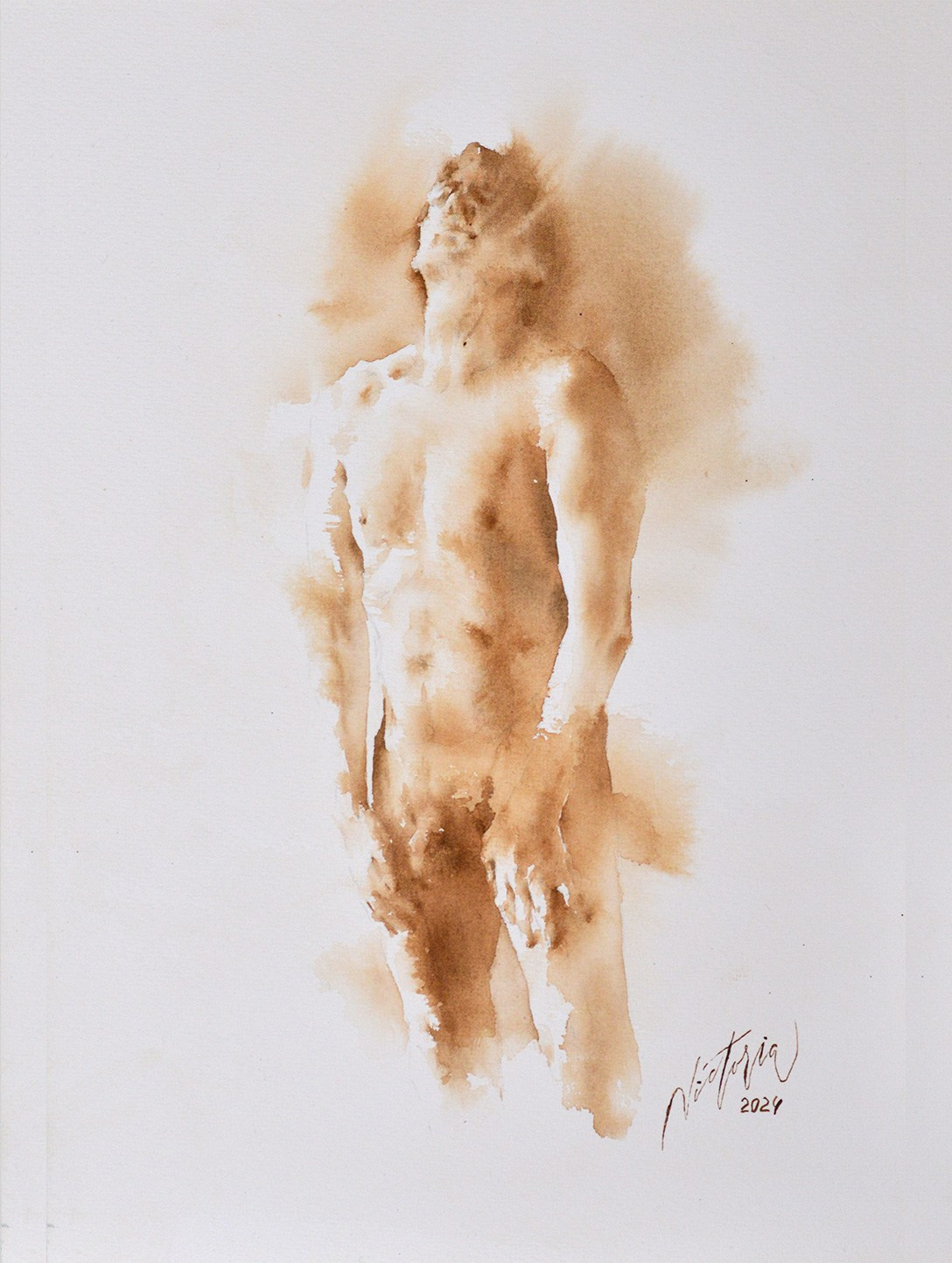 Акварельные работы в монохроме, эротика в акварели