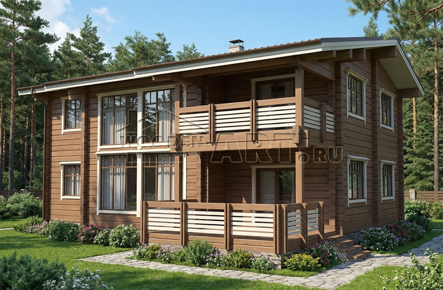 «Кантри» 348 кв. м. Проекты деревянных домов. Архитектор Ольга Мальцева
