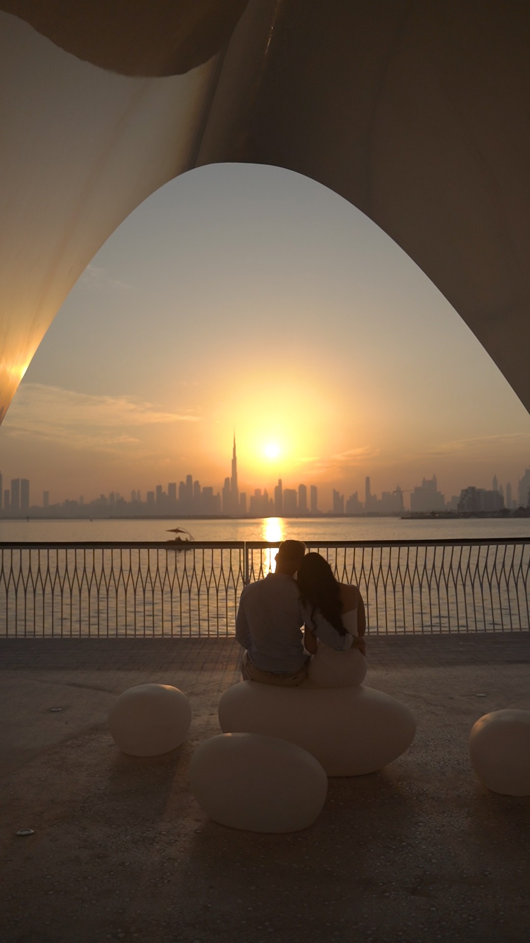 Tourist enjoying professional photoshoot at Burj Khalifa in Dubai