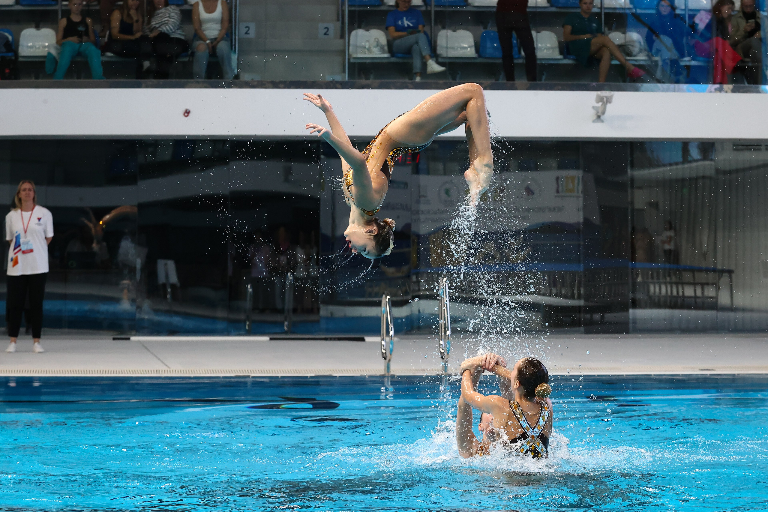 Исполнение сальто в групповом выступлении на Чемпионате и Первенстве УРФО по синхронному плаванию