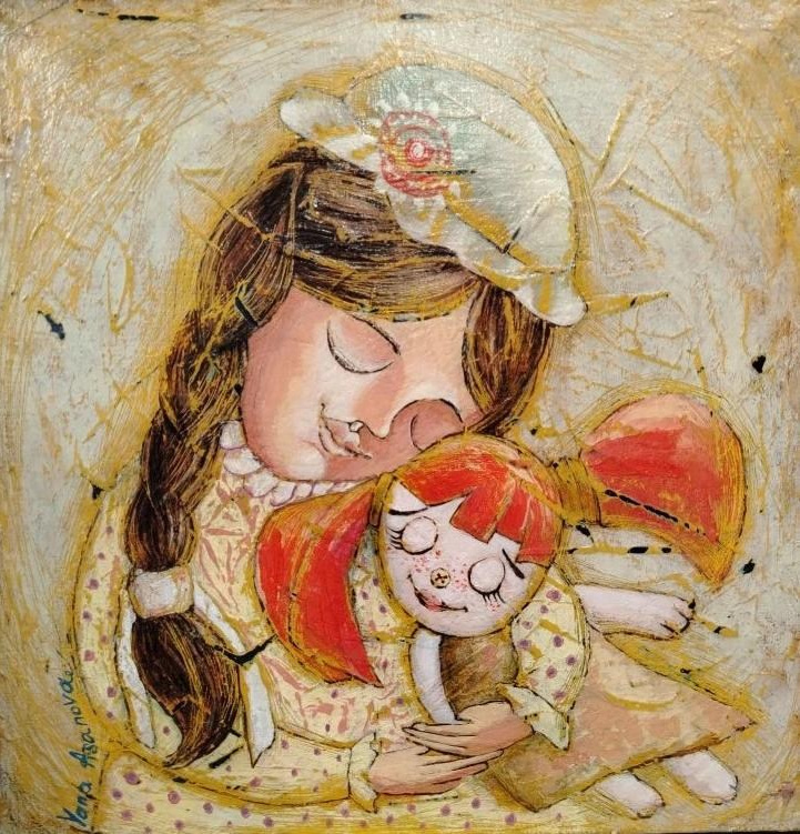 Портрет, ребенок, игрушка, кукла, девочка
