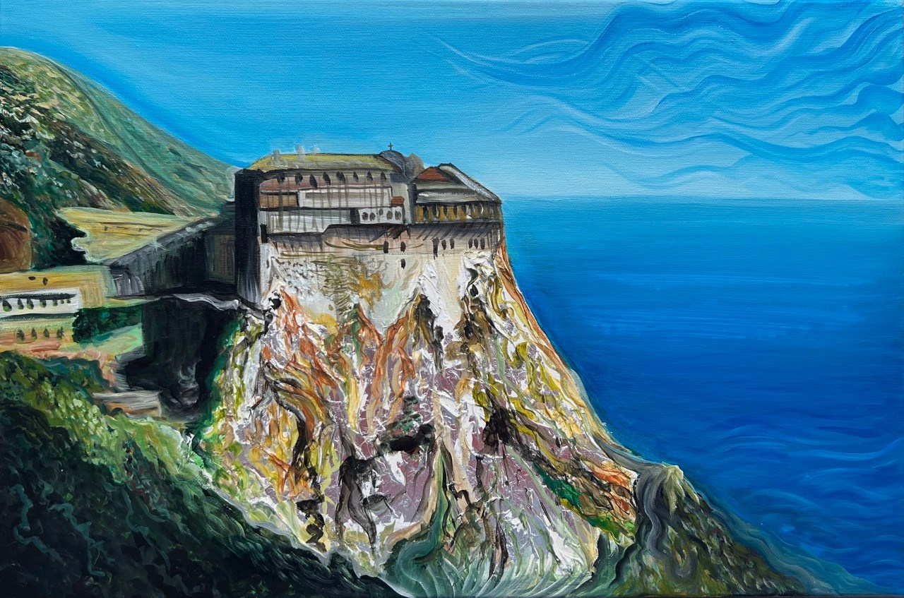 картина морской пейзаж афон греция