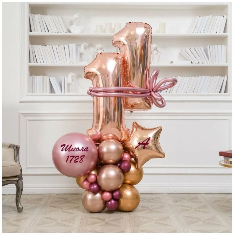 Шары с цифрами розовое золото. Студия праздничного декора
