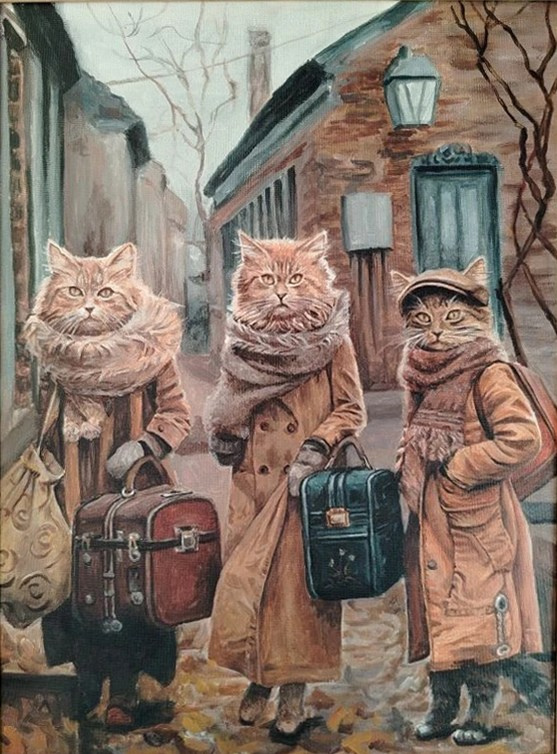 Путешествие, кошки, чемоданы, леди