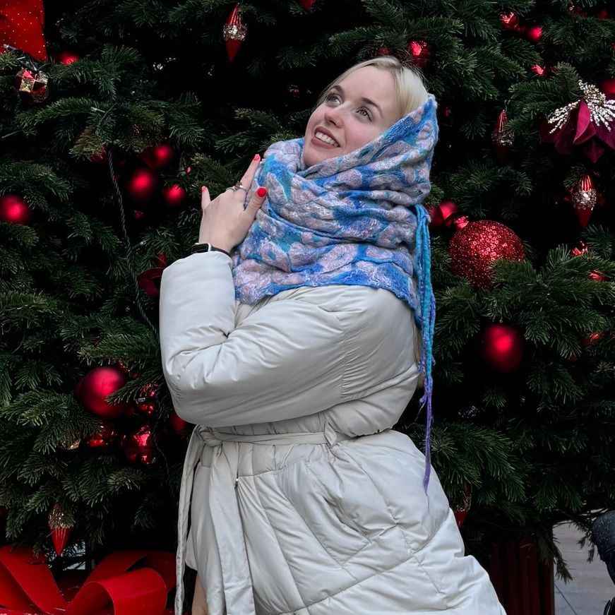 Голубой палантин из войлока ручной работы - pavlusart.ru