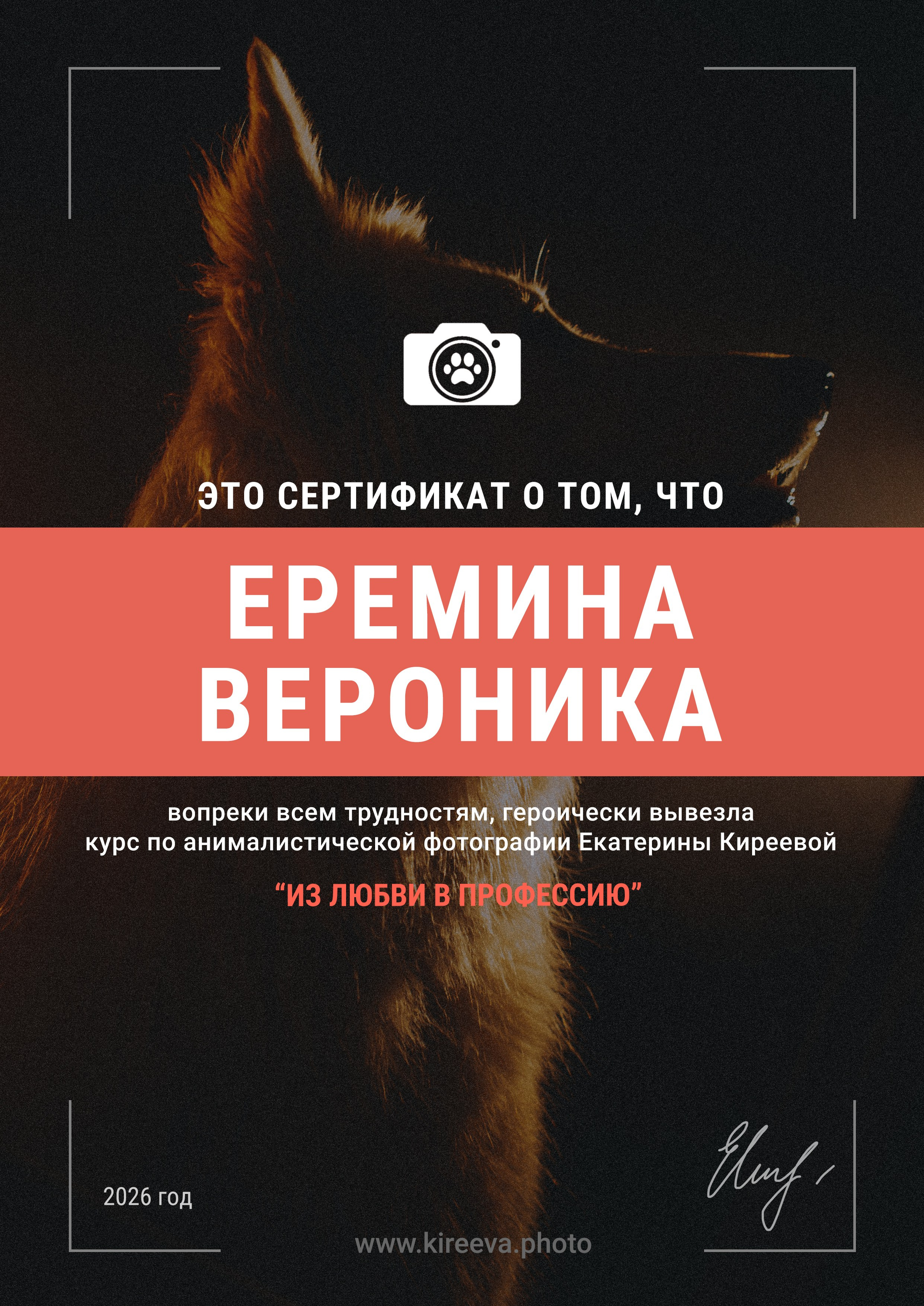 Фотограф-анималист Еремина Вероника в Москве