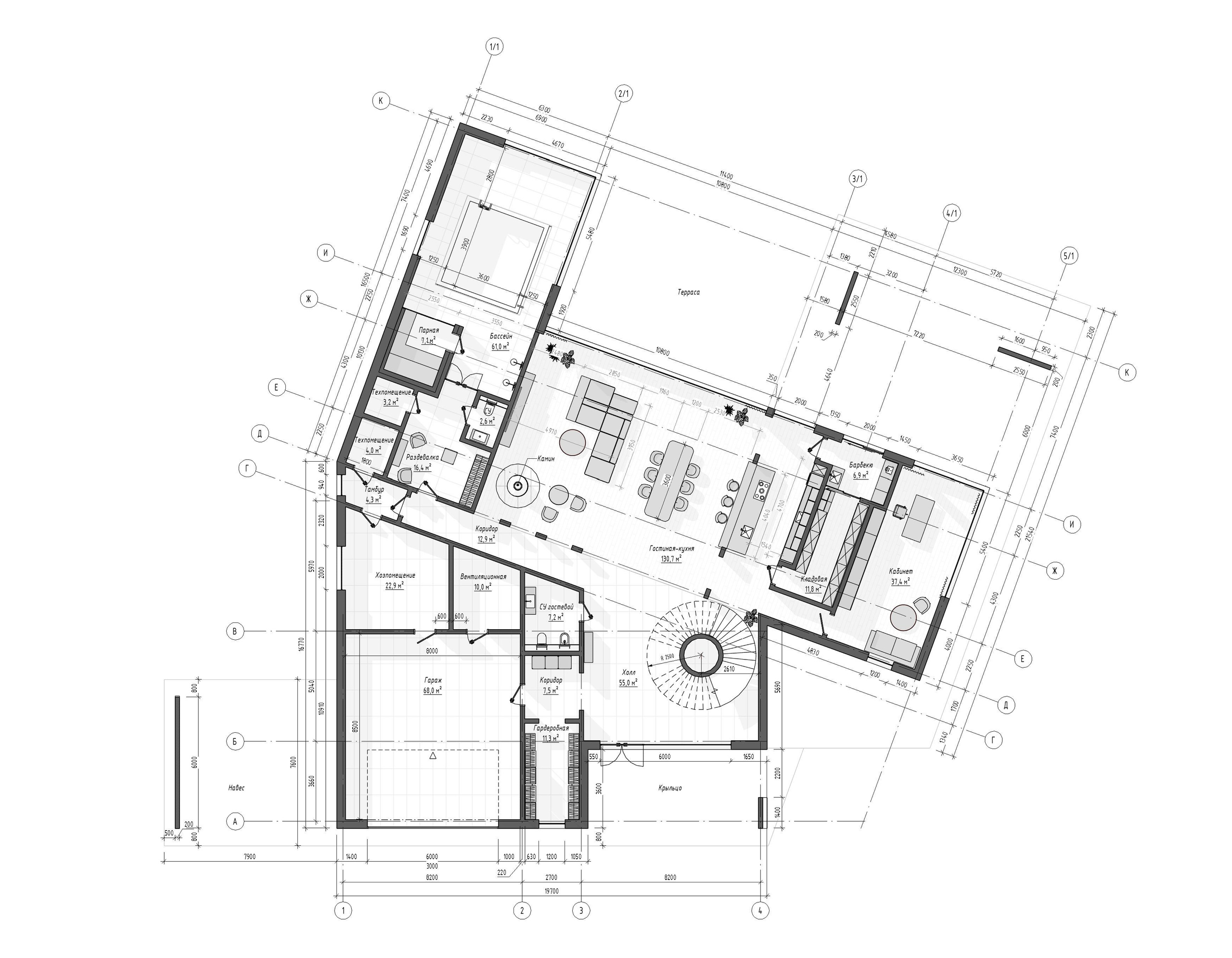 Загородный дом Благовещенск_интерьер_для сайта. Архитектурно-дизайнерское бюро ROOMS