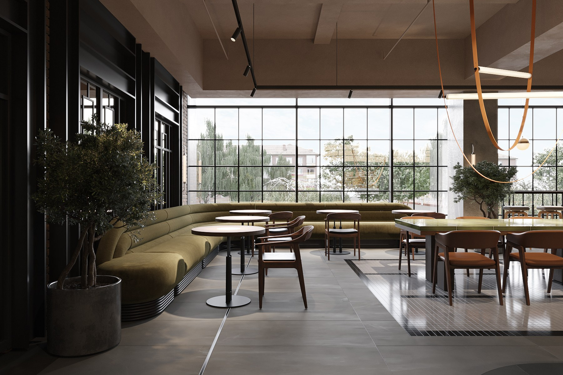 ФУДКОРТ КРК «ЗАРЯ» / кинотеатр, 300 м². Rezells Architects — студия дизайна жилых и коммерческих интерьеров