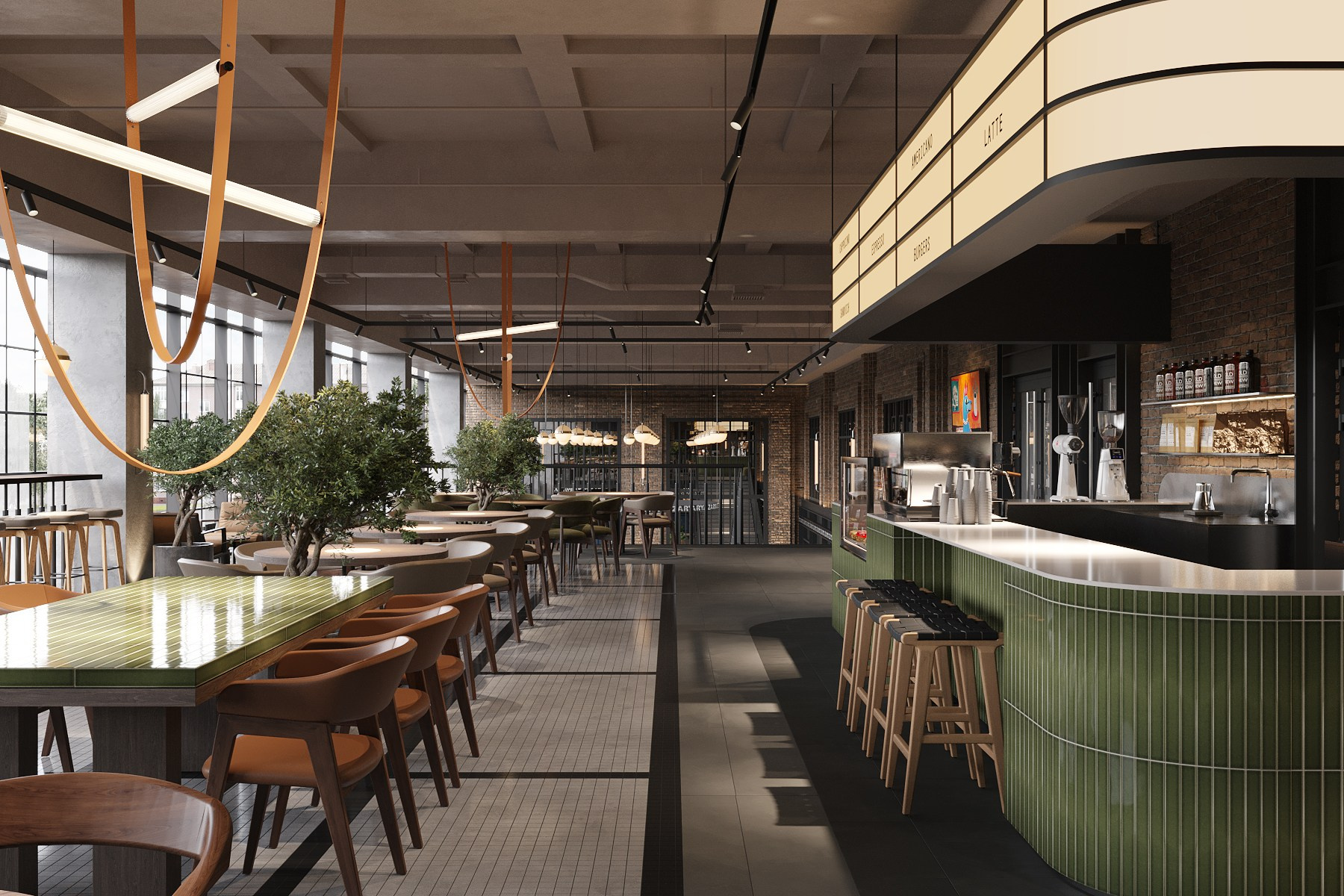 ФУДКОРТ КРК «ЗАРЯ» / кинотеатр, 300 м². Rezells Architects — студия дизайна жилых и коммерческих интерьеров