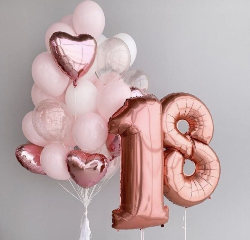 Шары с цифрами розовое золото. Студия праздничного декора