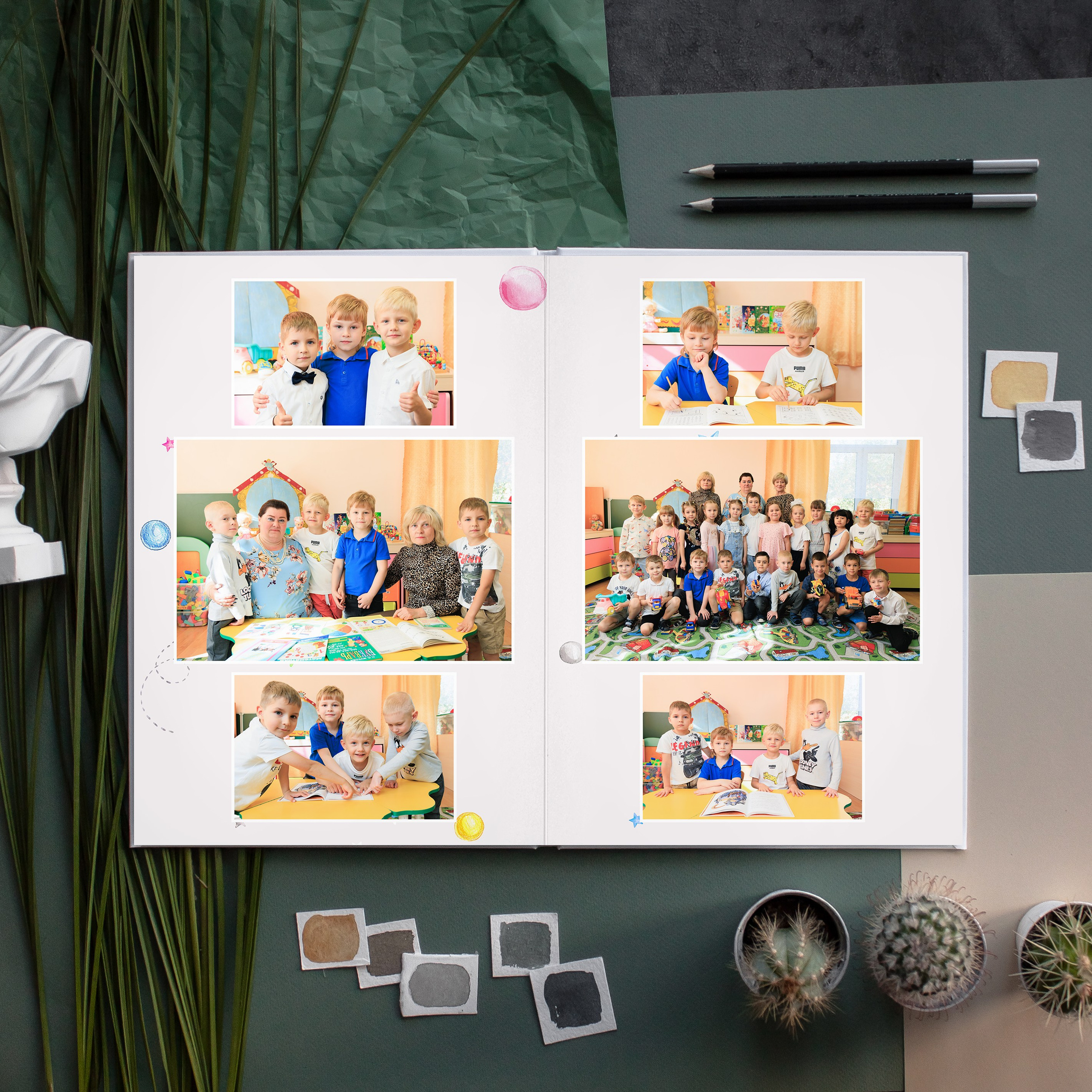 Съемка на альбом 4 разворота для детского сада. Выпускные альбомы для детского сада и школы в Москве