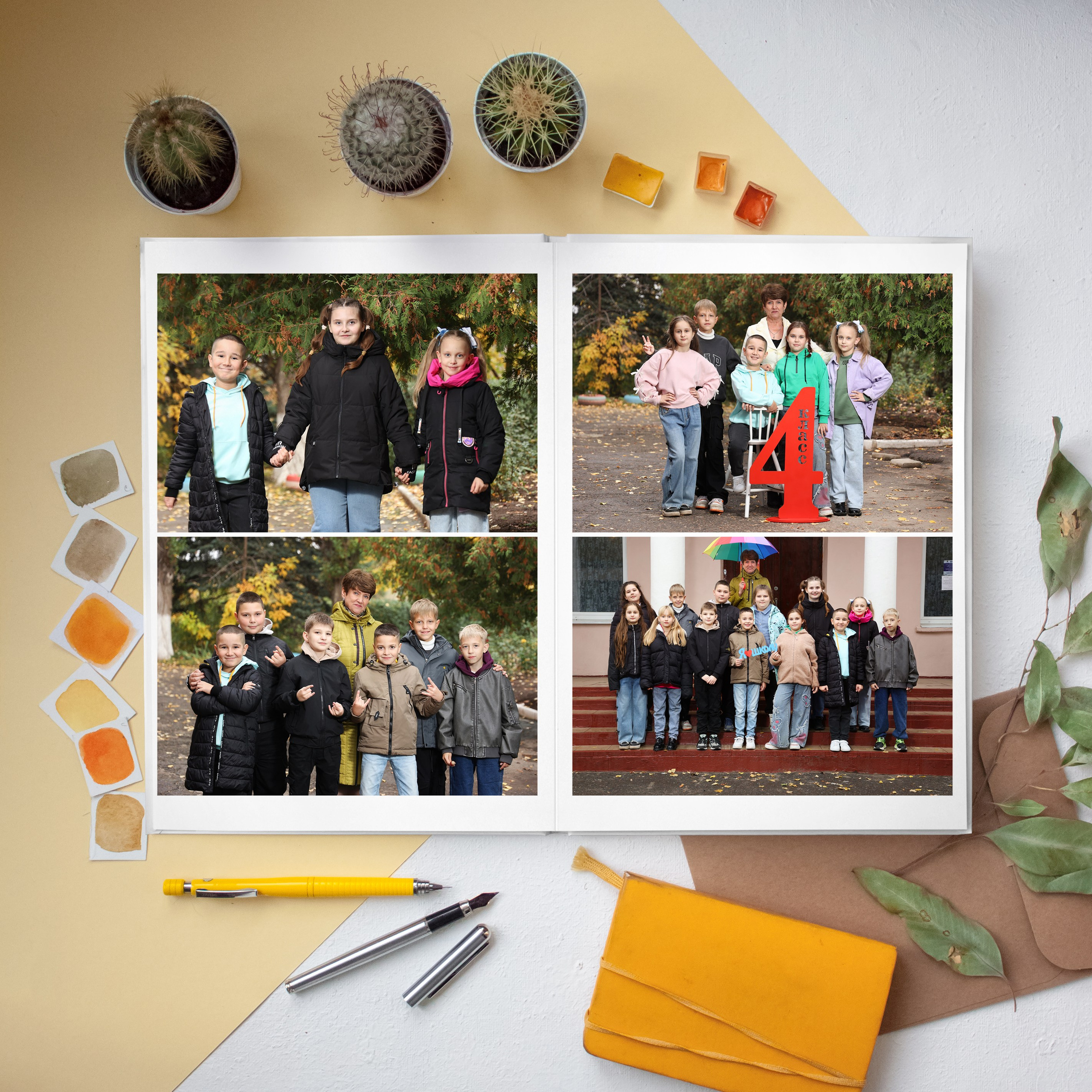 5 разворотов школьный альбом для начальных классов