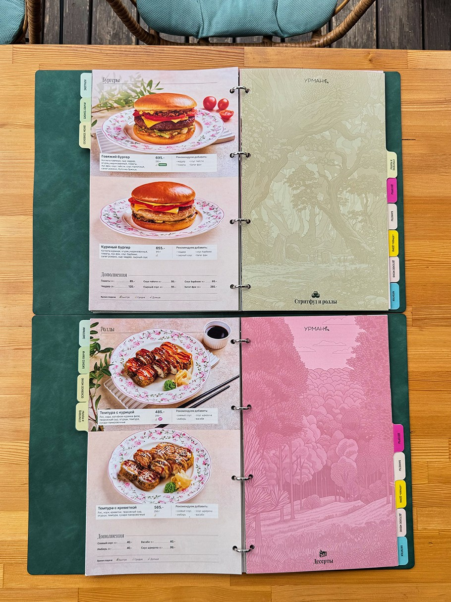 Дизайн меню УРМАН. FOODCASE — дизайн, айдентика, фото и видео для ресторанов и food-брендов