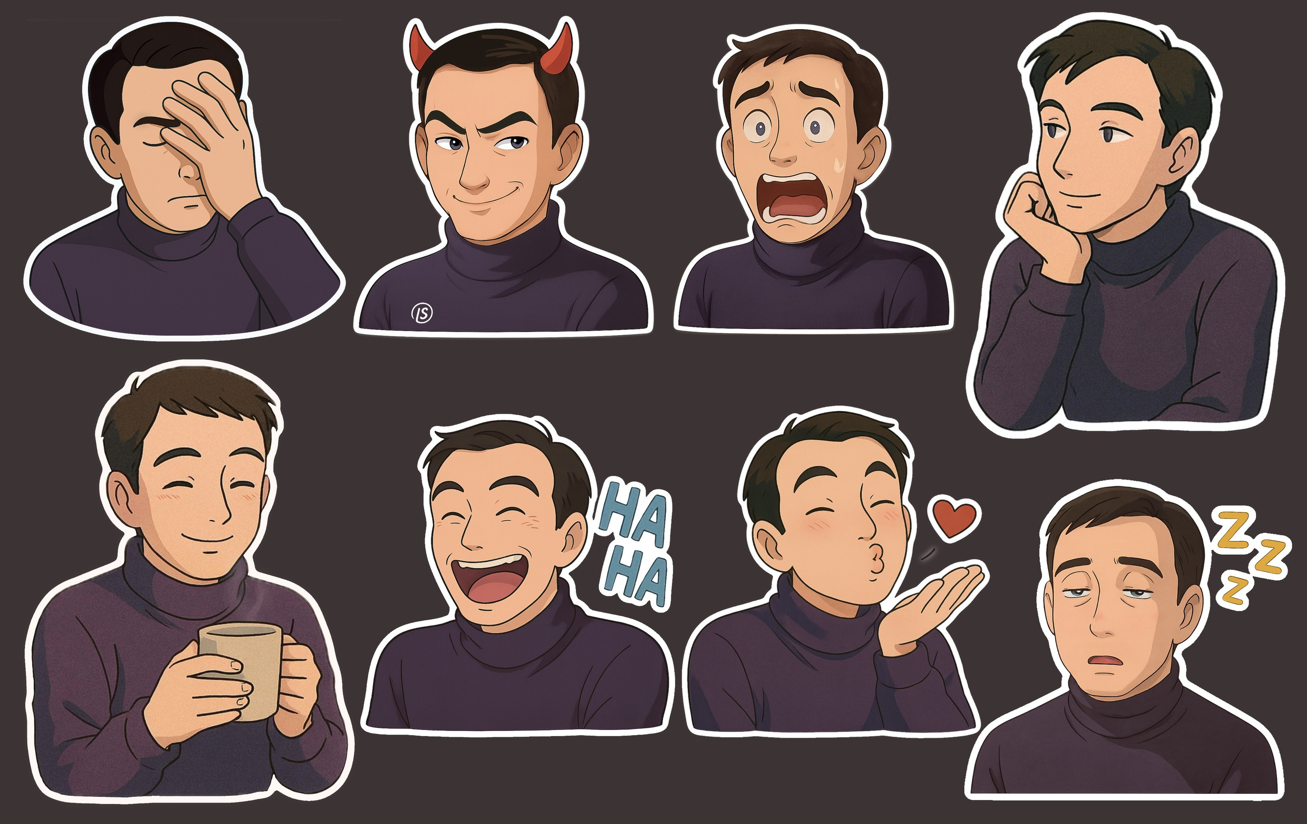 Портретный стикерпак. IS — Игорь Сержант | Фотография и рисунок