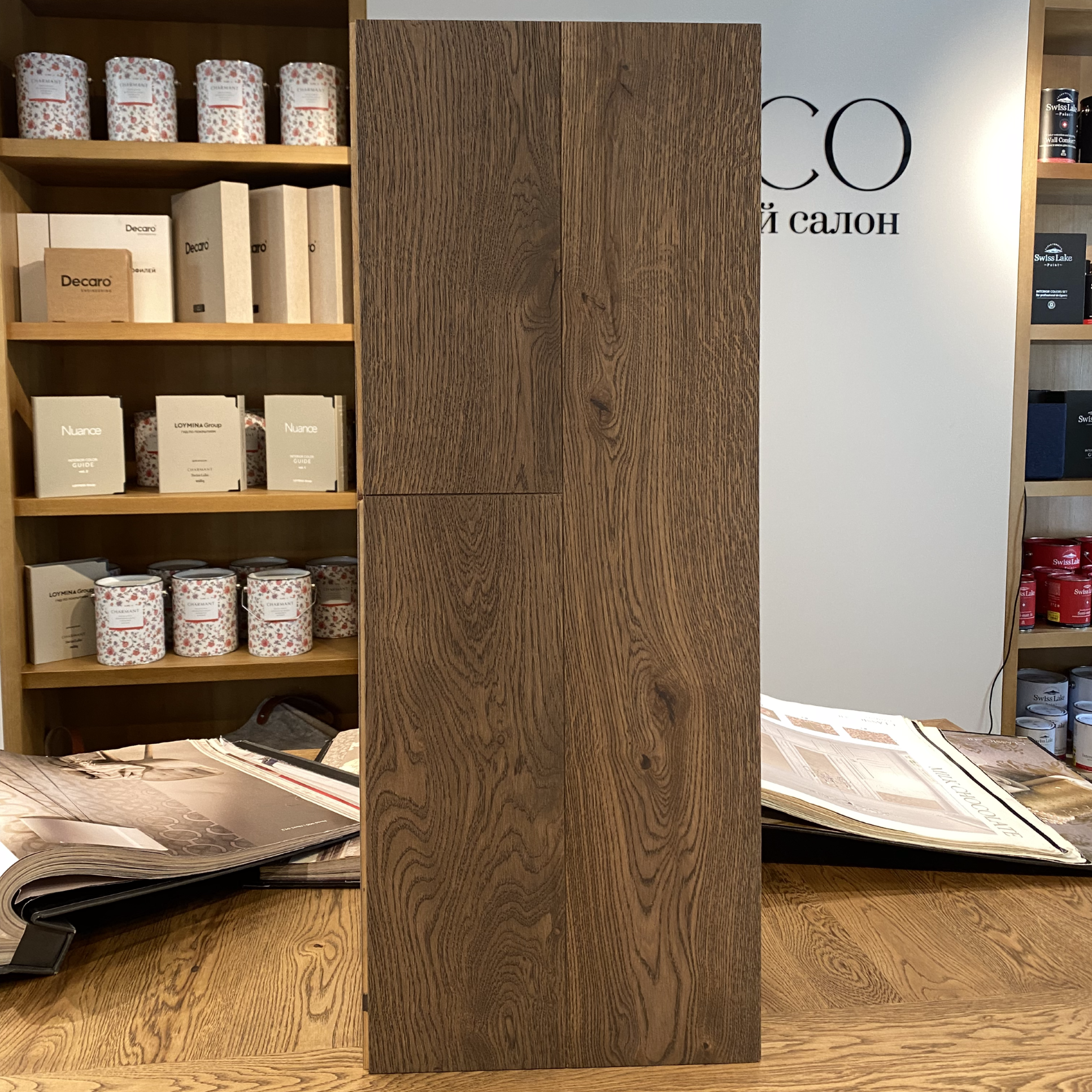 Инженерная доска. L. Deco интерьерный салон. Краски/обои/лепной декор