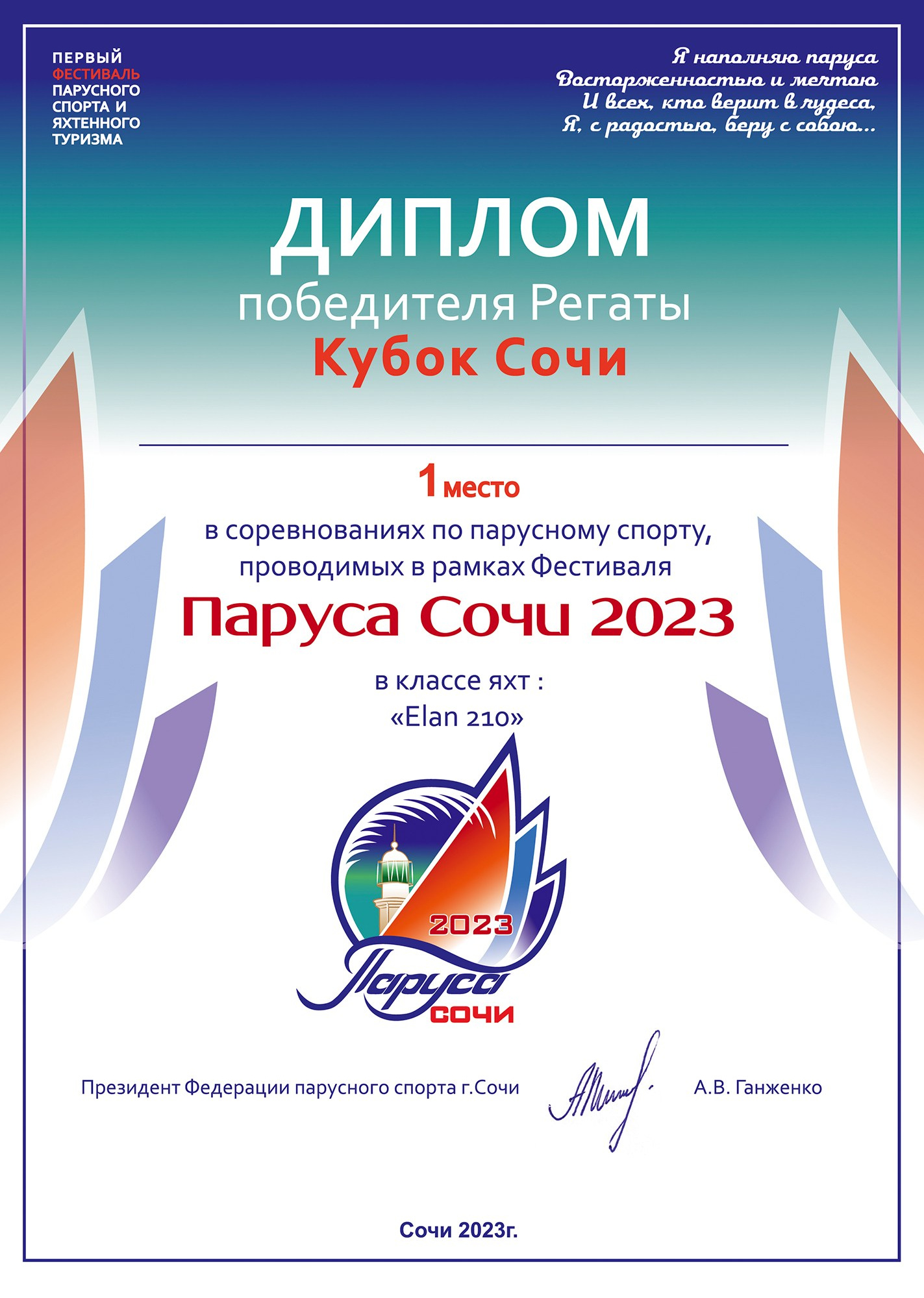 Фирменный стиль фестиваля Паруса Сочи. Интерьерный дизайнер в Сочи Поплавская Татьяна. Проектирование интерьеров и организация процесса ремонта