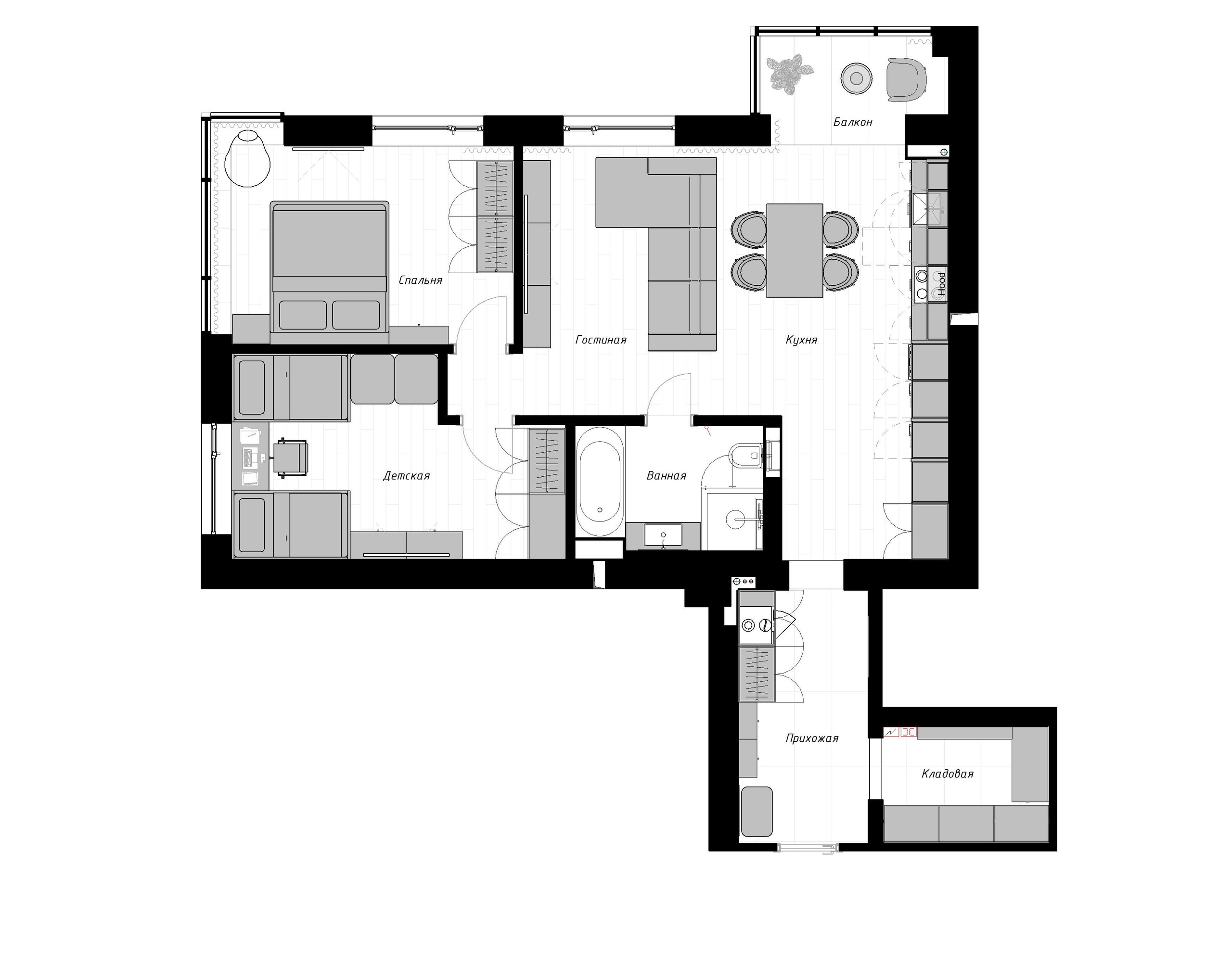 Квартира ЖК Дежнев-4. Архитектурно-дизайнерское бюро ROOMS