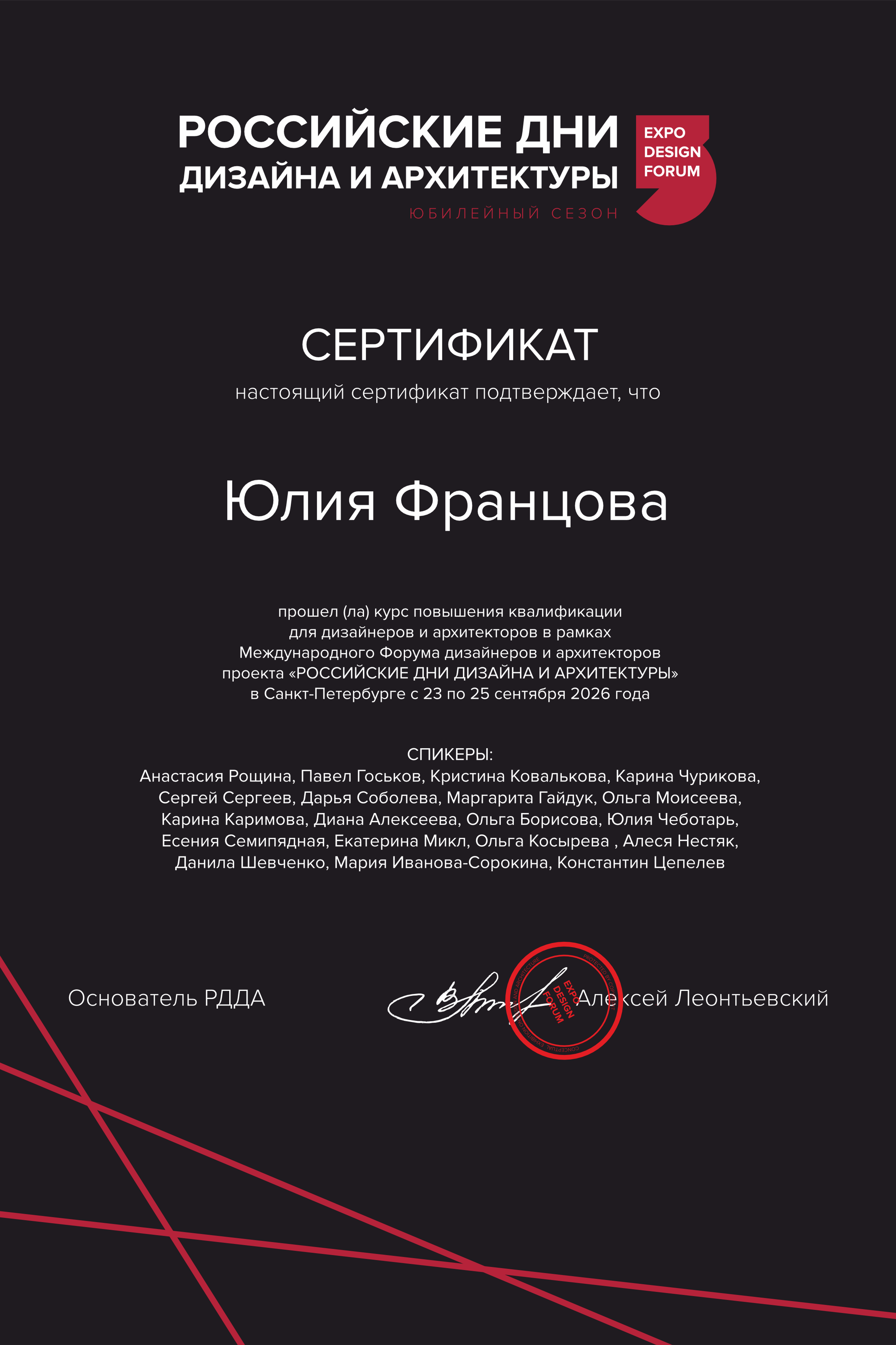 События. Дизайнер интерьера в Санкт-Петербурге — Юлия Францова | FRADES