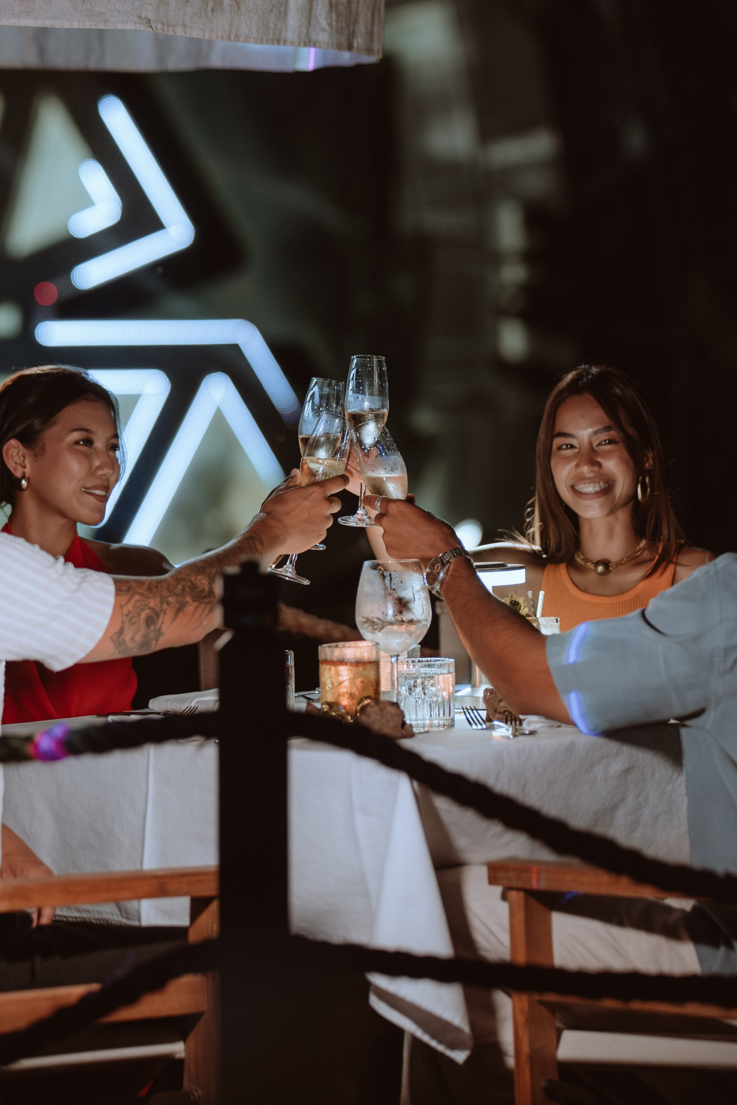 Fine dining by the rice field at Sardine after sunset, Bali. Сергей Зворыгин
