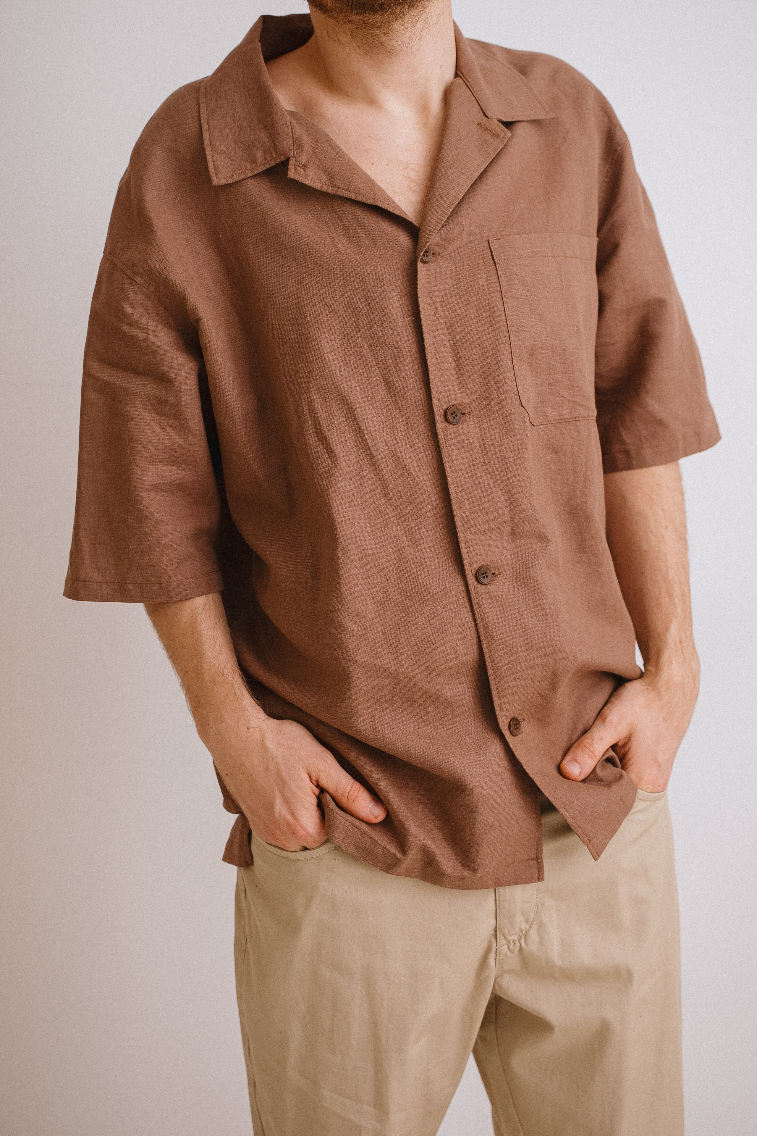 РУБАШКА ЛЬНЯНАЯ С&nbsp;КОРОТКИМ РУКАВОМ L