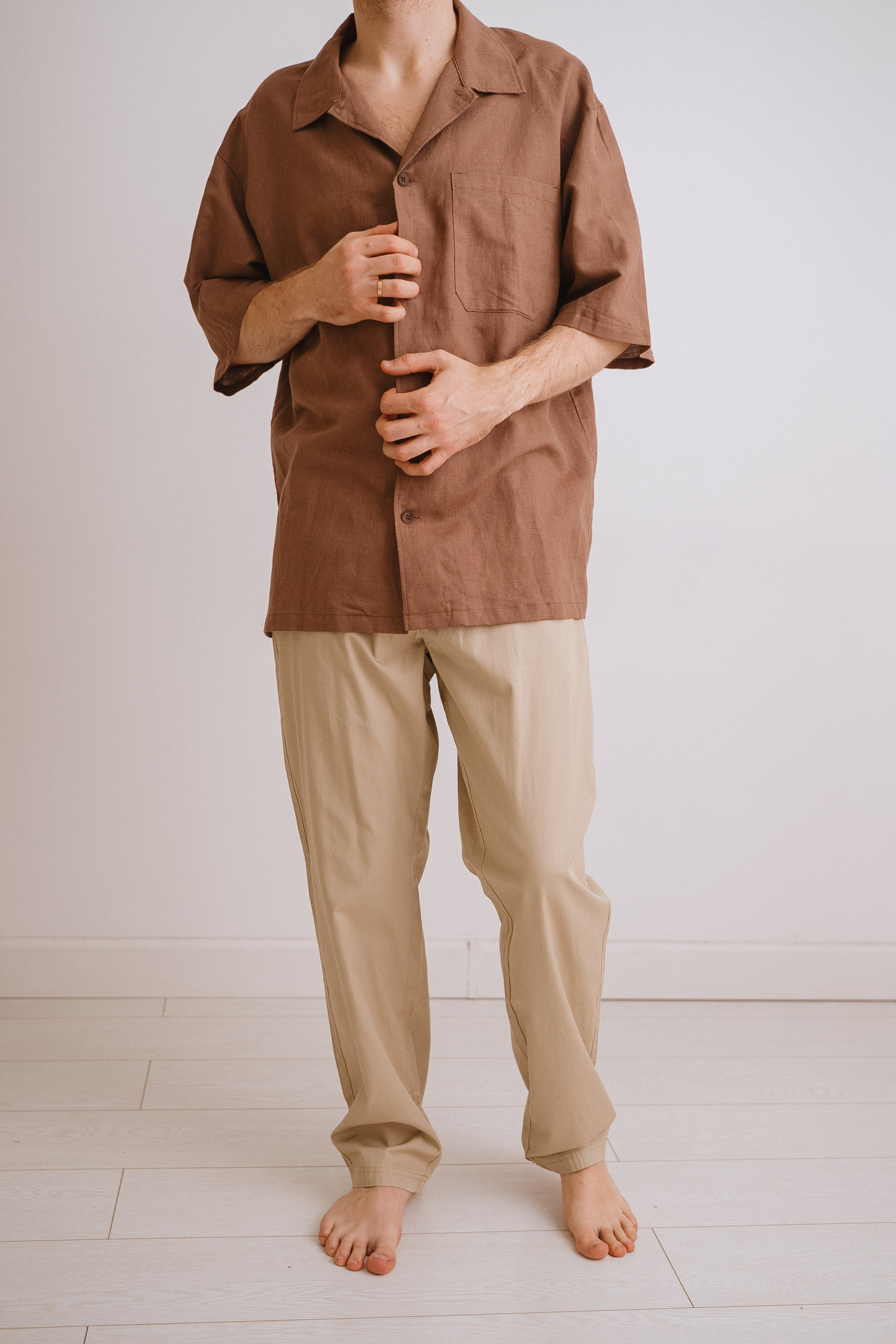 РУБАШКА ЛЬНЯНАЯ С КОРОТКИМ РУКАВОМ L. Фотостудия в Люберцах