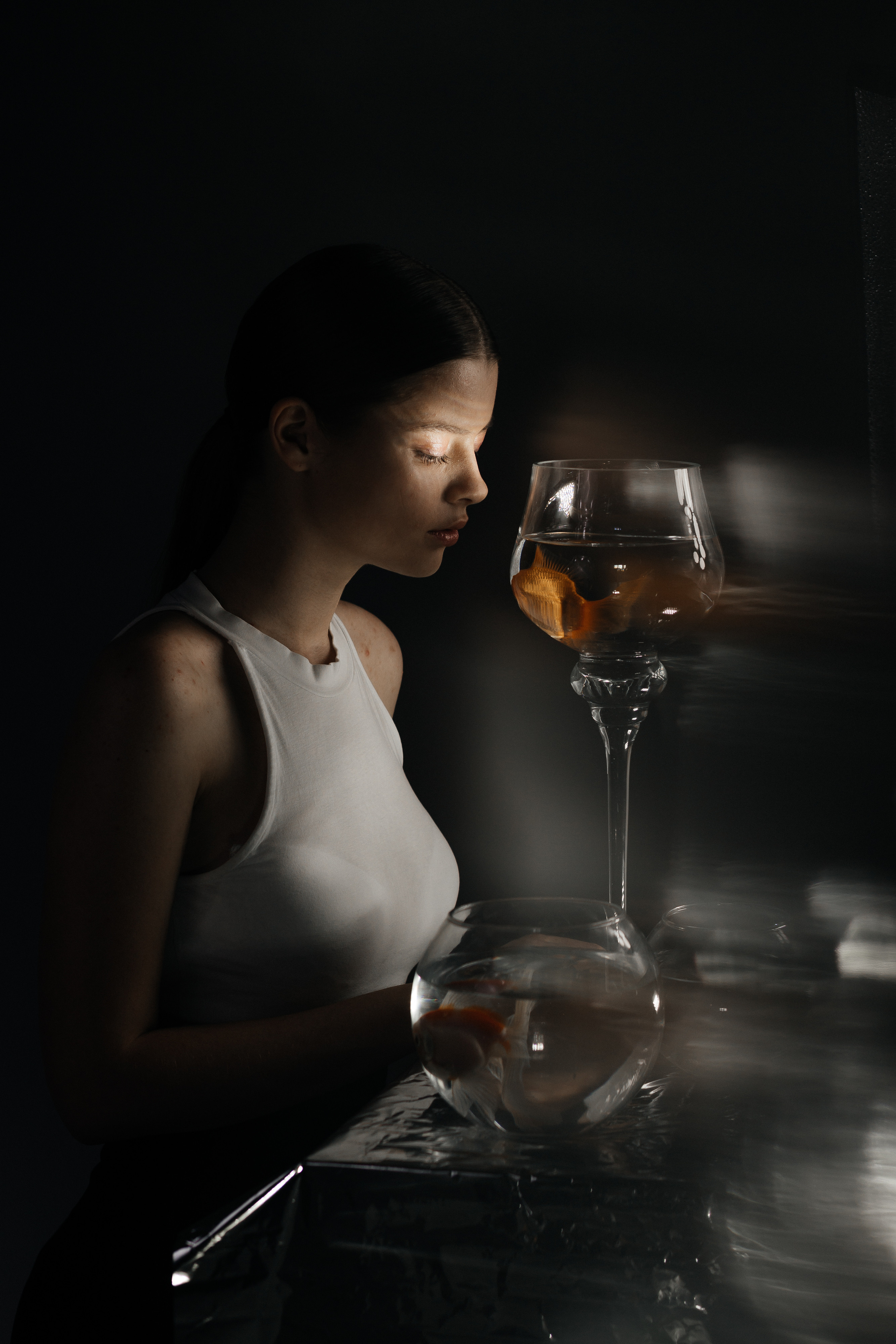 Проект с рыбками для модельного агенства. Фотограф в Москве