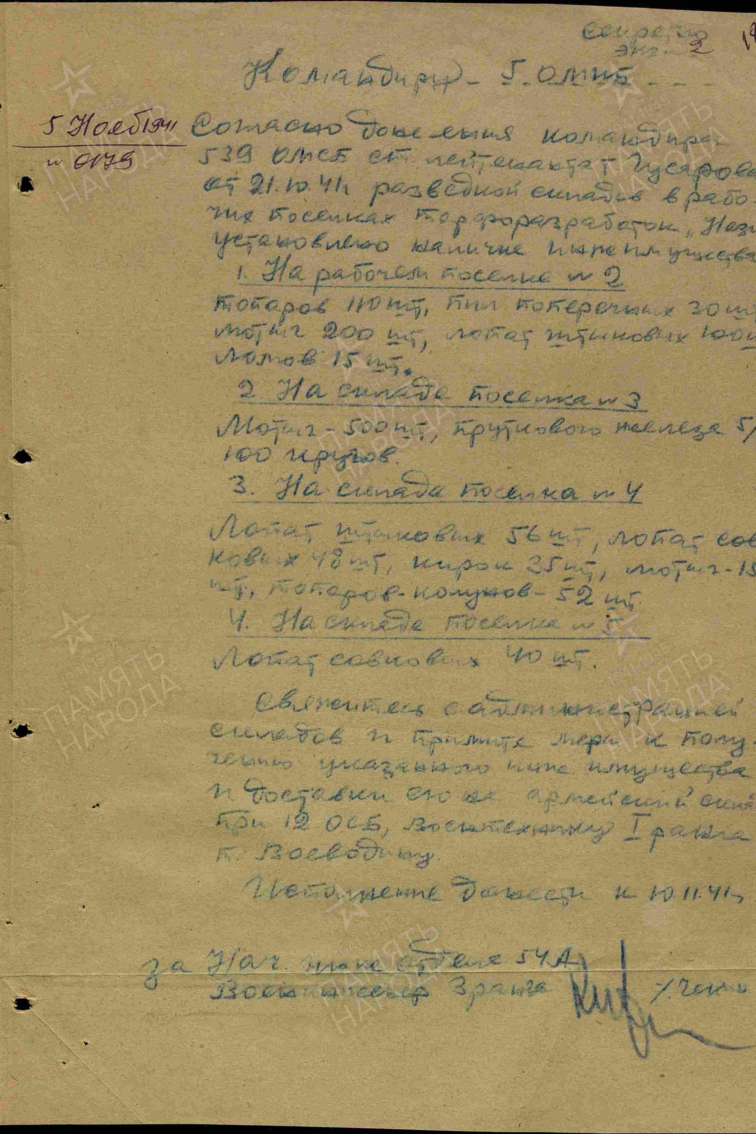 Архивные документы в период ВОВ. История Назиевского городского поселения