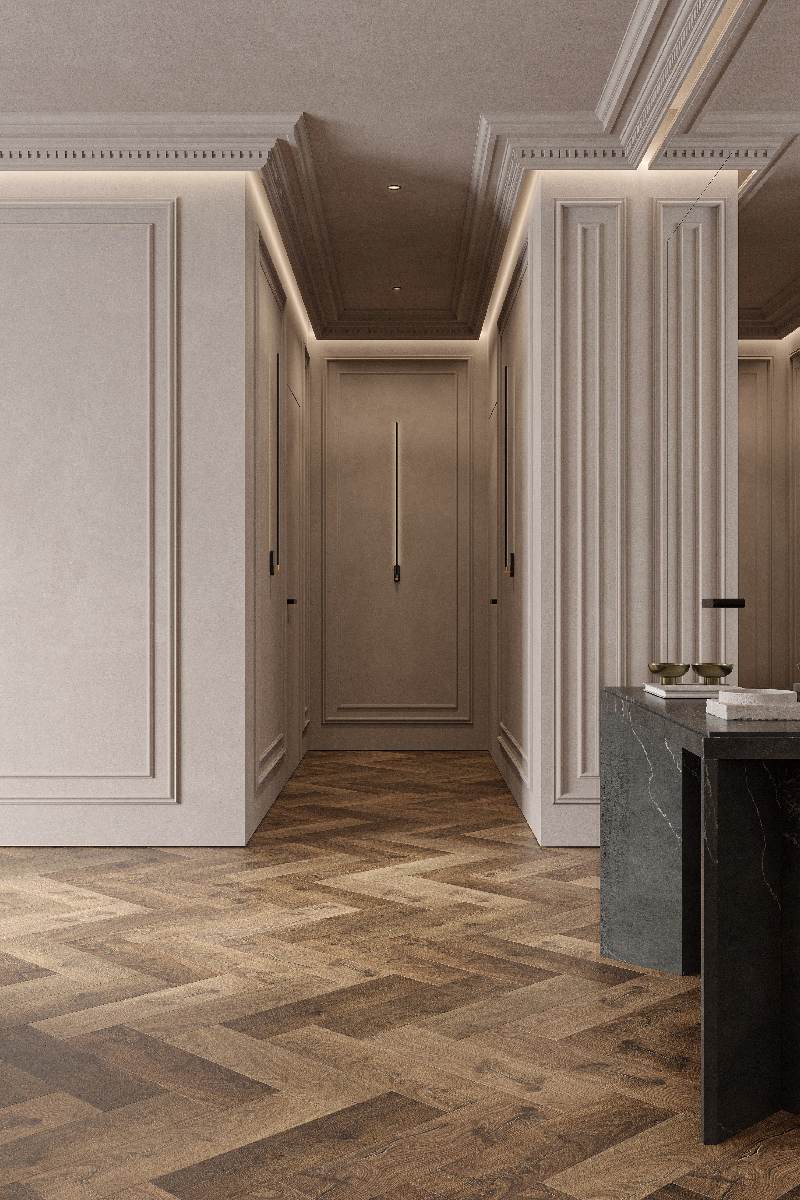 Гостиная 35 м² ЖК Павелецкая Сити. Ксения. 3D‑визуализатор