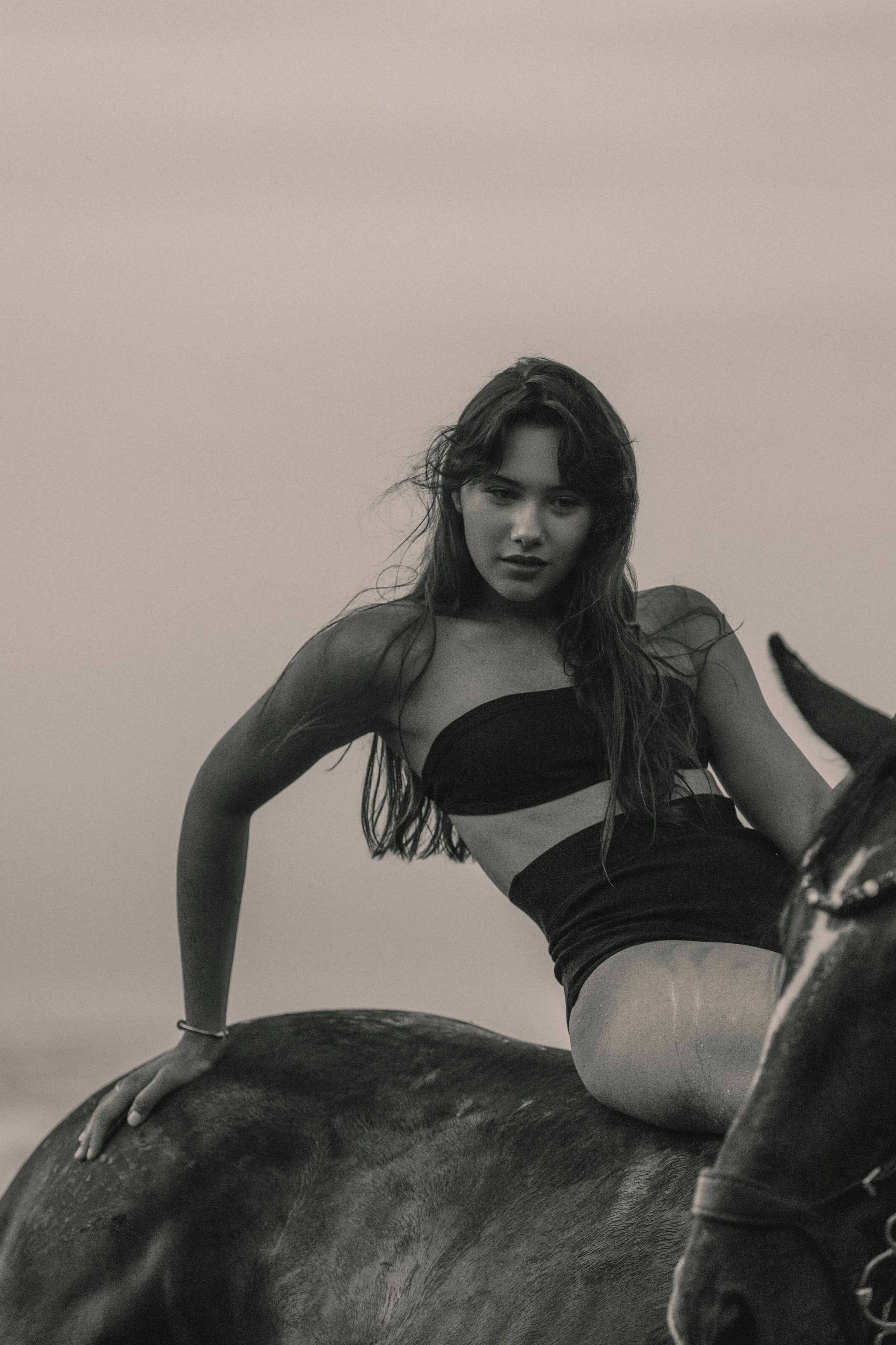 Съёмки с лошадьми /чб