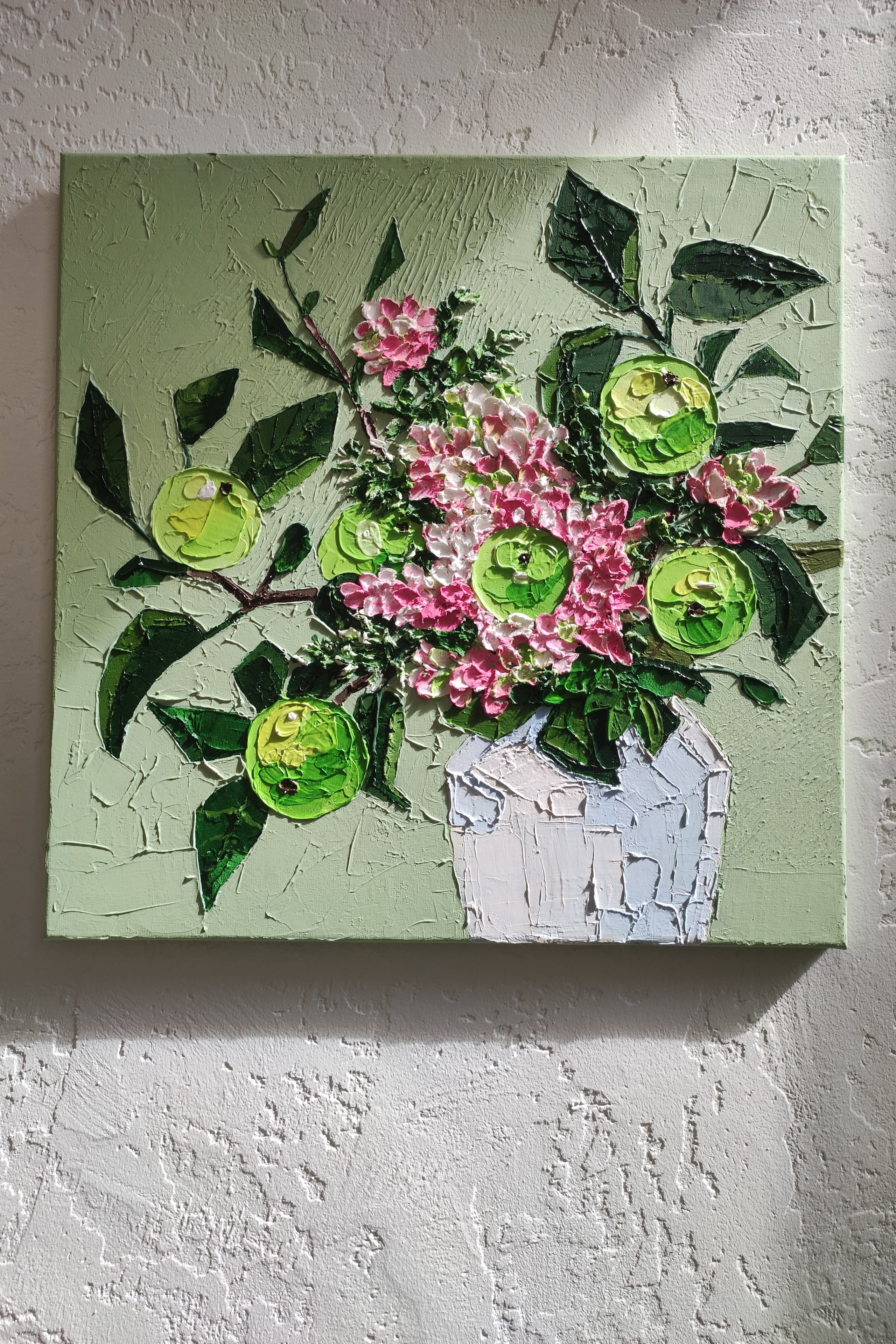 «Яблочки». Акрил, холст на подрамнике, 40×40 см.